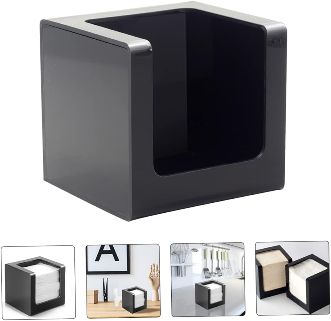 Luxshiny 1Pc Modern Black Acrylic Tissue Box Stylish Tissue Dispenser Holder for Dining Room Bathroom and to Use Extraction Neat and Convenient Design image number 6