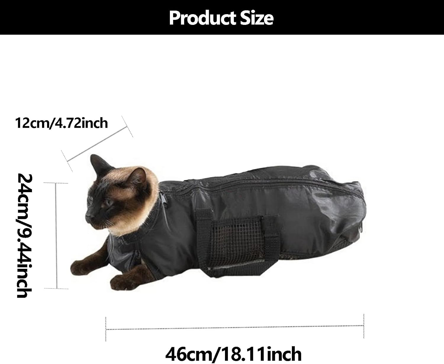 SOONHUA Cat Glooming Bag for Bathing Cats, Adjustable Cat Shower, Mesh Bag, Bath Bag, Anti-Scratch, Breathable, Restraint Bag, Cat Bag for Cleaning, Grooming, Bathing image number 2