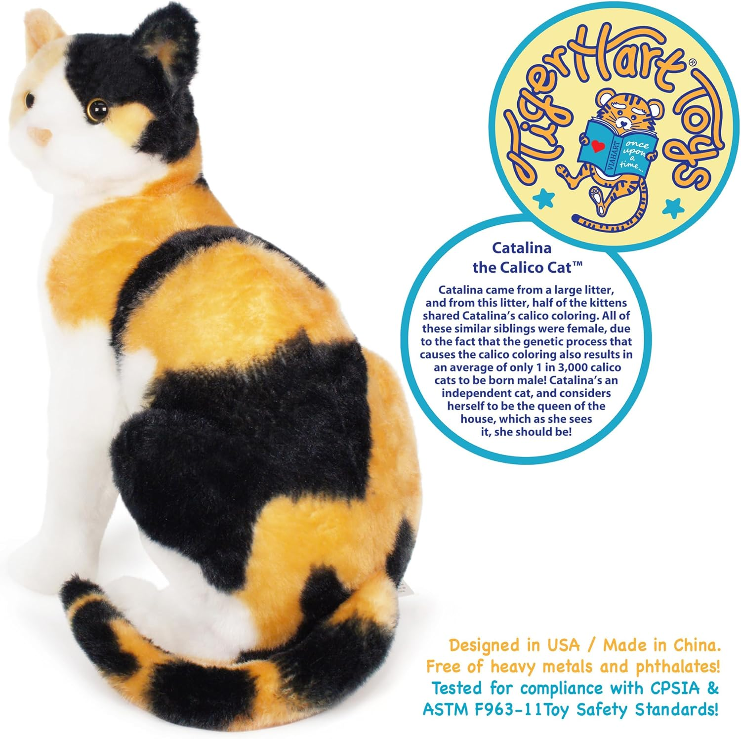 Catalina the Calico Cat - 13 Inch Stuffed Animal Plush - by Tigerhart Toys image number 1