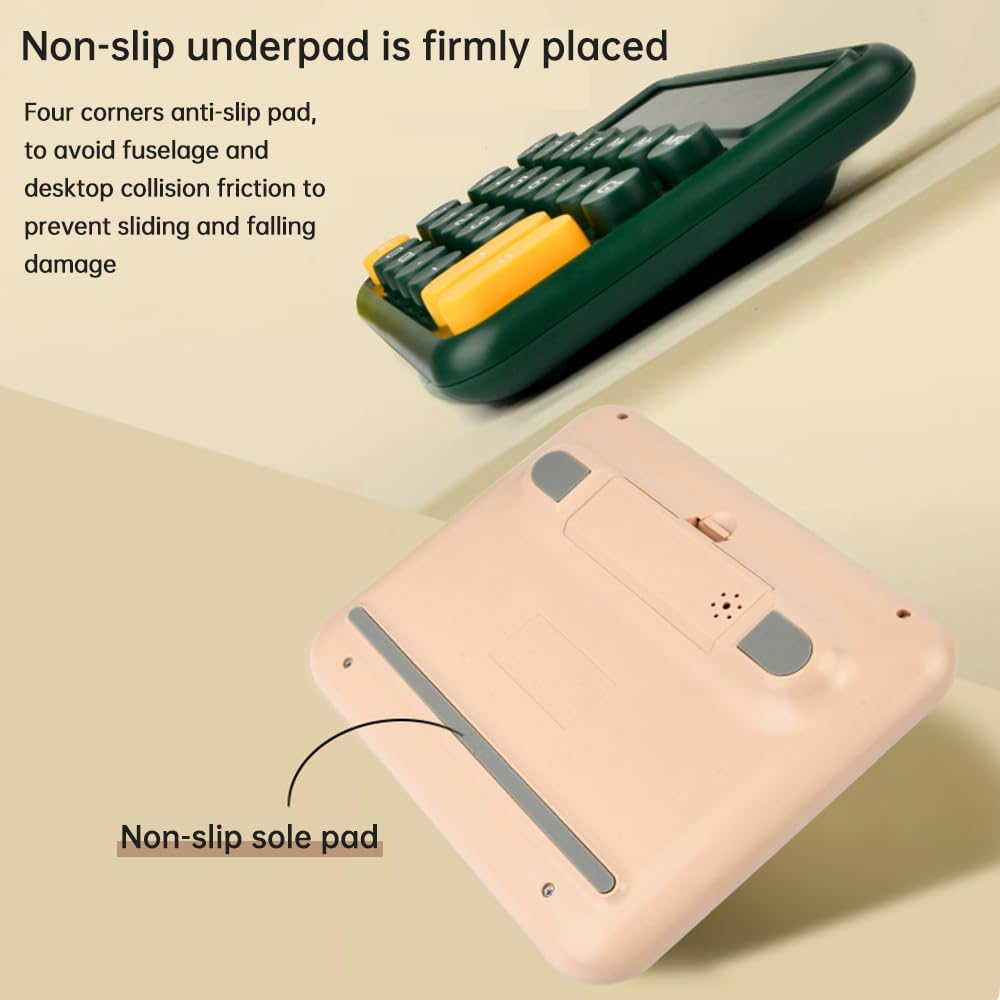 Oimzzr Cute Calculator 12 Digit Large Display Mechanical round Button Gradient Candy D Battery Power Operate Calculator Suitable for Office School Home for Students Accountant Yellow image number 3