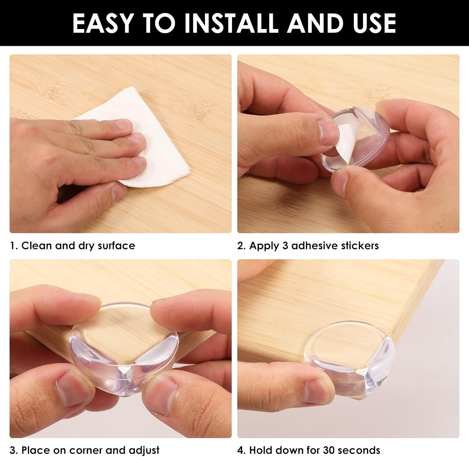 24/48-Pack Baby Corner Protectors - Extra Thick Clear Edge Bumpers | Heavy Duty Furniture Guards for Toddler Safety (Transparent, Adhesive) - Living Room/Nursery Proofing (24Pcs) image number 1