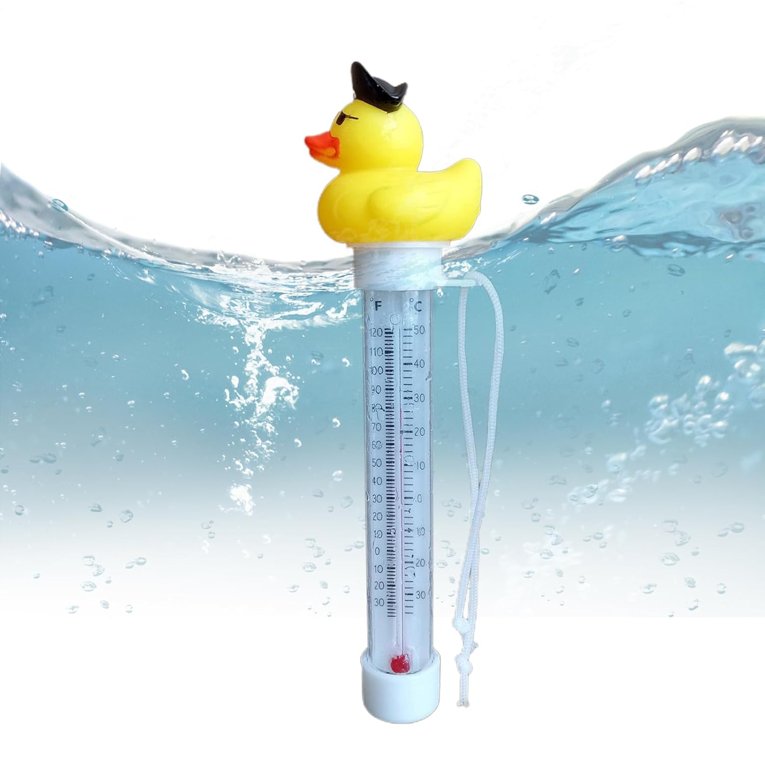 Bath Thermometer, Pool Thermometer Floating, Precise Temperature Gauge with String, Temperature Meter for Hot Tub, Easy to Read, for Shower, Fishing Pond, Ice Bath - Duck image number 3