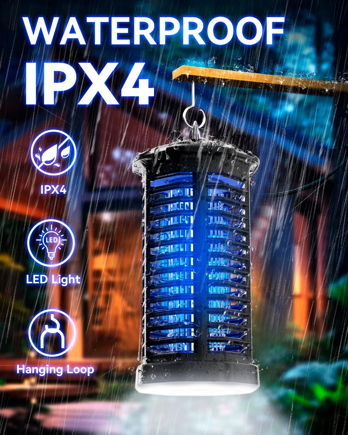 Bug Zapper Outdoor Fly Killer - Electric Mosquito Zapper 4200V Fly Trap, Mosquito Trap Lamp Outdoor Bug & Mosquito Zapper Waterproof for Garden & Camp image number 6