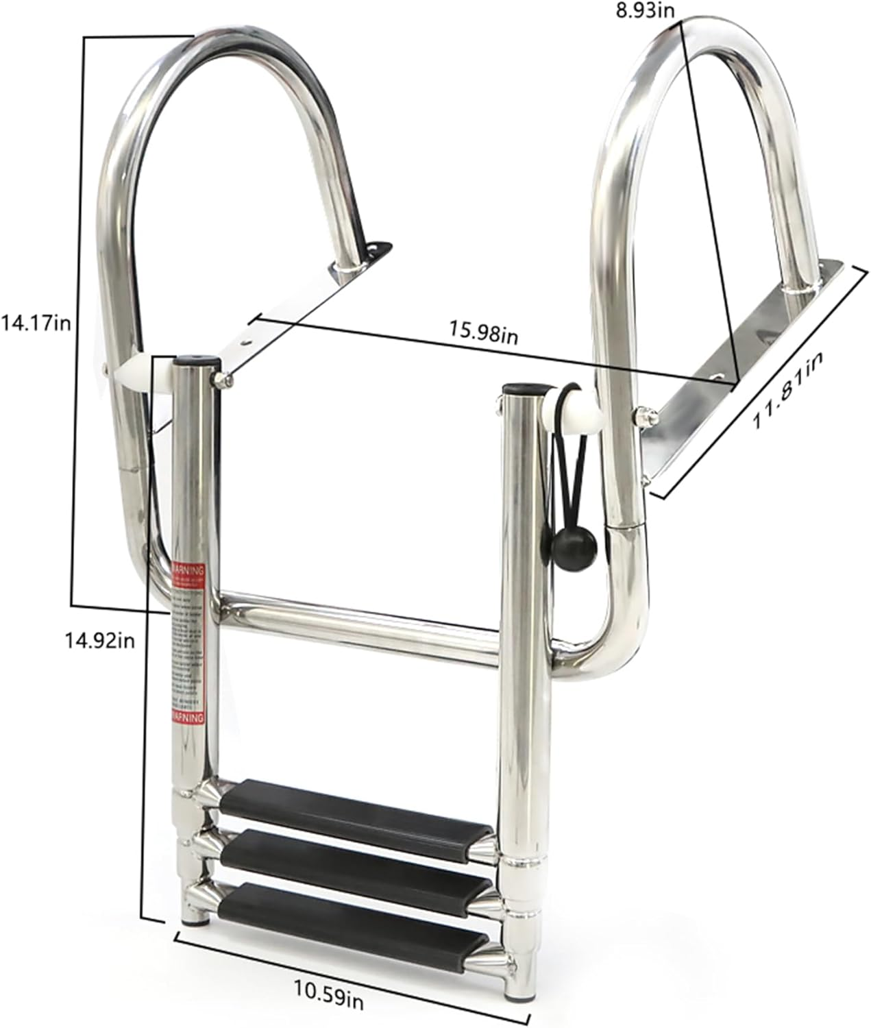 3 Steps Stainless Steel Telescoping Ladder Boat Ladder Folding Dock Ladder Replacement for Marine Boat Yacht Swimming Pool image number 4