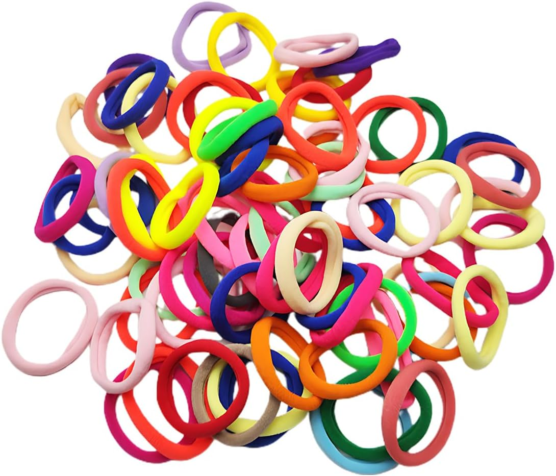 AEIOPRS Pack of 100 Women'S Hair Bobbles Thick Hair Braid Elastic Hair Bands Ponytail Hair Band Ponytail for Girls Men Women image number 4