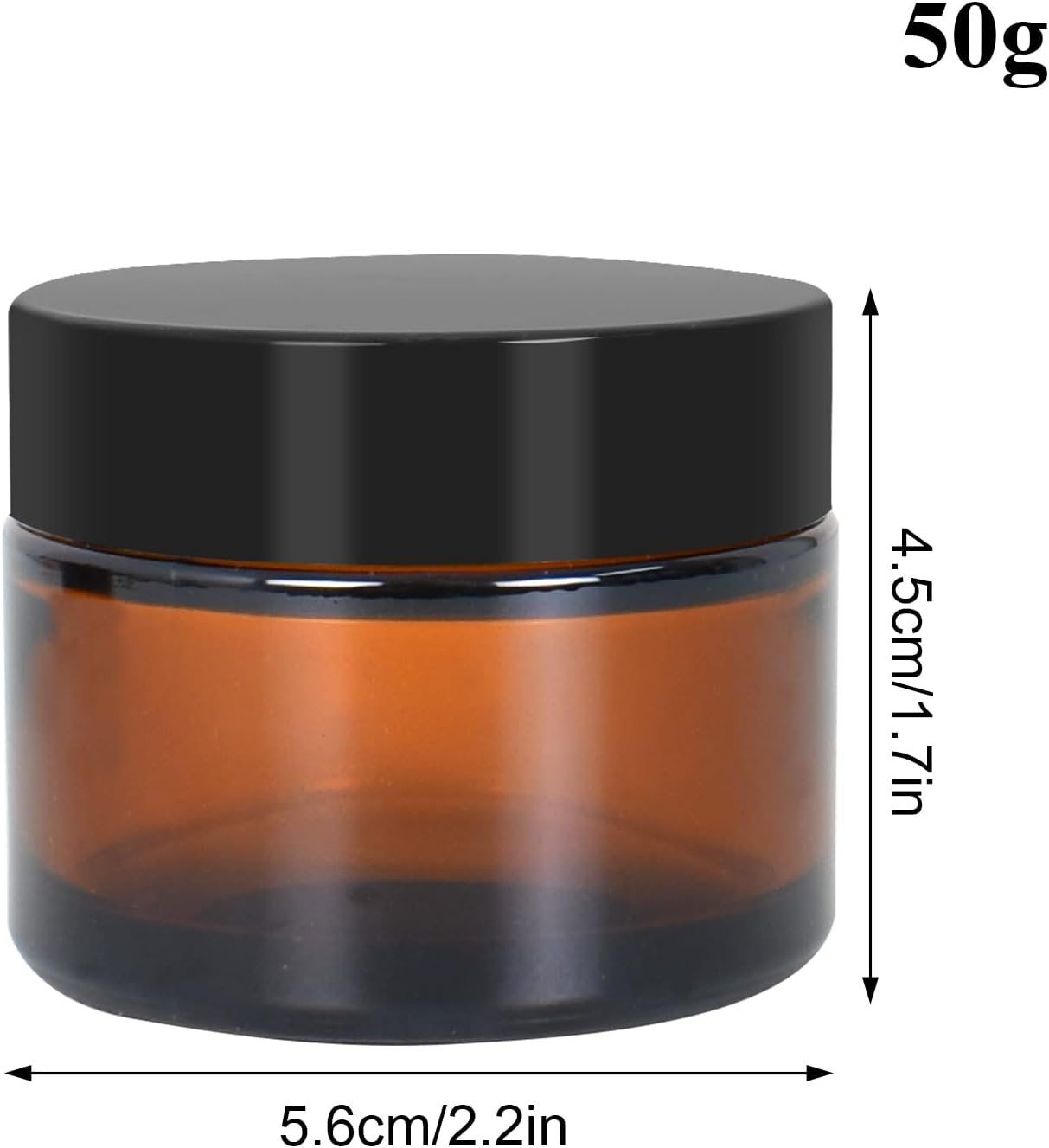 Amber Glass Empty Jar 6 Pack Jars Cream 50Ml Brown Glass Jars Empty Refillable Containers Brown Ointment Jars for Women Girls Cosmetics Creams Lotions Essential Oils Powder (50G) image number 6