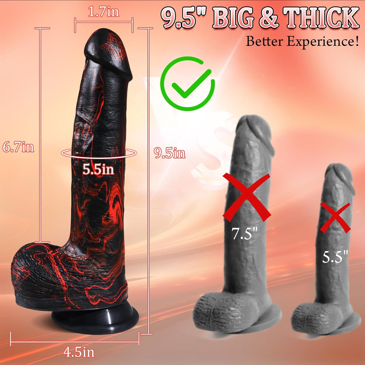Realistic Trusting Dildo Sex Toys - 10&rdquo; Thick Dildos Vibrator with Thrusting Swinging & Vibrating for G Spot Vagina Anal Sex Stimulation, Fantasy Dildo Lifelike Penis Adult Toys & Games Women Couples image number 3