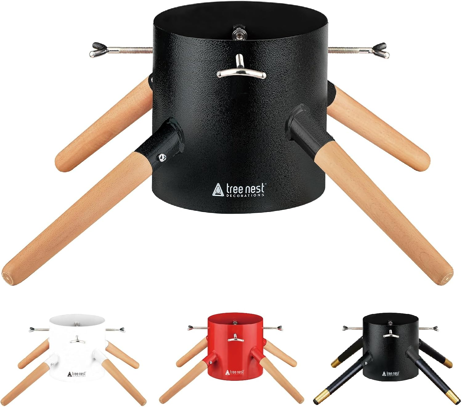 Tree Nest Christmas Tree Stand with Water Tank for Large Trees - Family Christmas Tree Stand for Trees up to 3 M, 5-13 Cm Trunk White