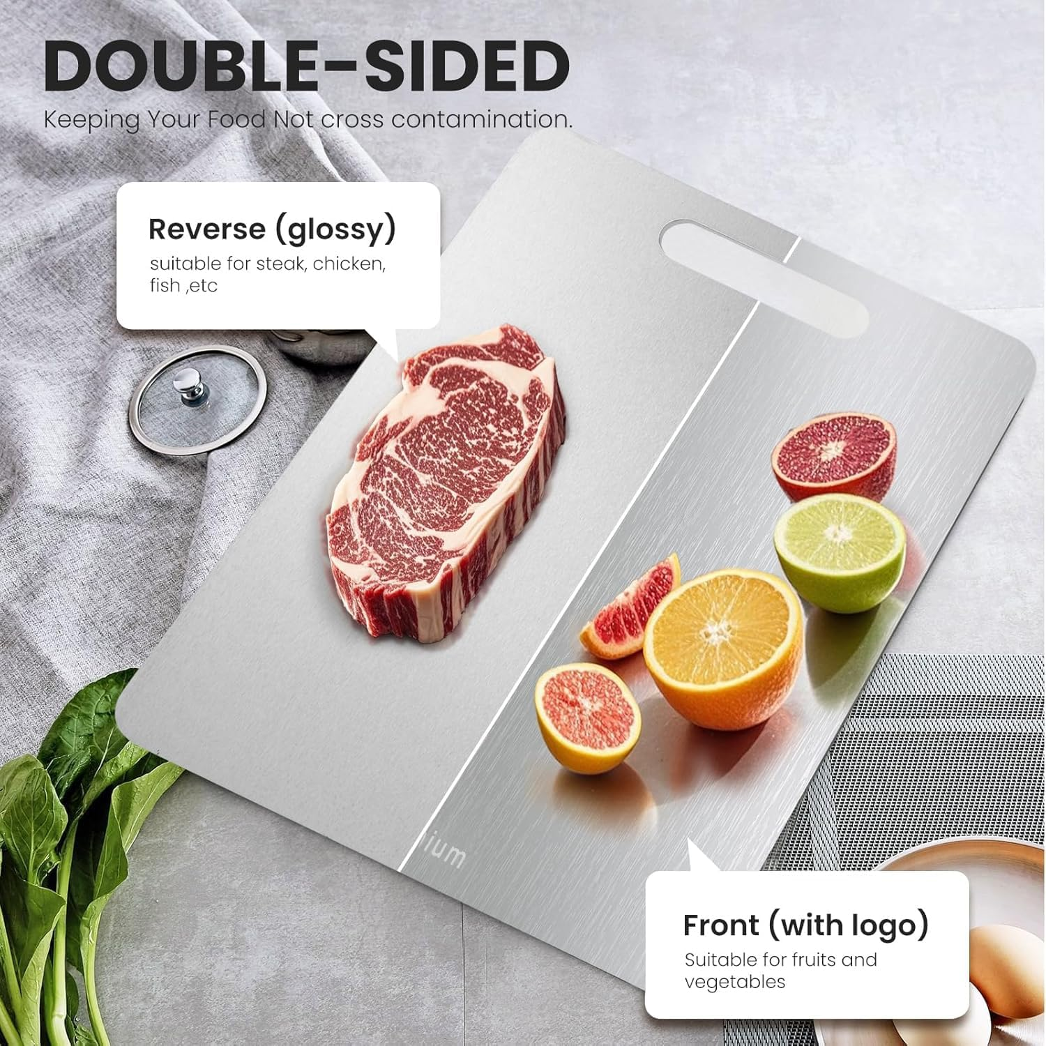 Titanium Cutting Board - Professional Grade, Anti-Bacterial & Knife-Friendly Titanium Kitchen Broard Odor-Resisstant Healthy Cooking Easy to Clean and Professional image number 3