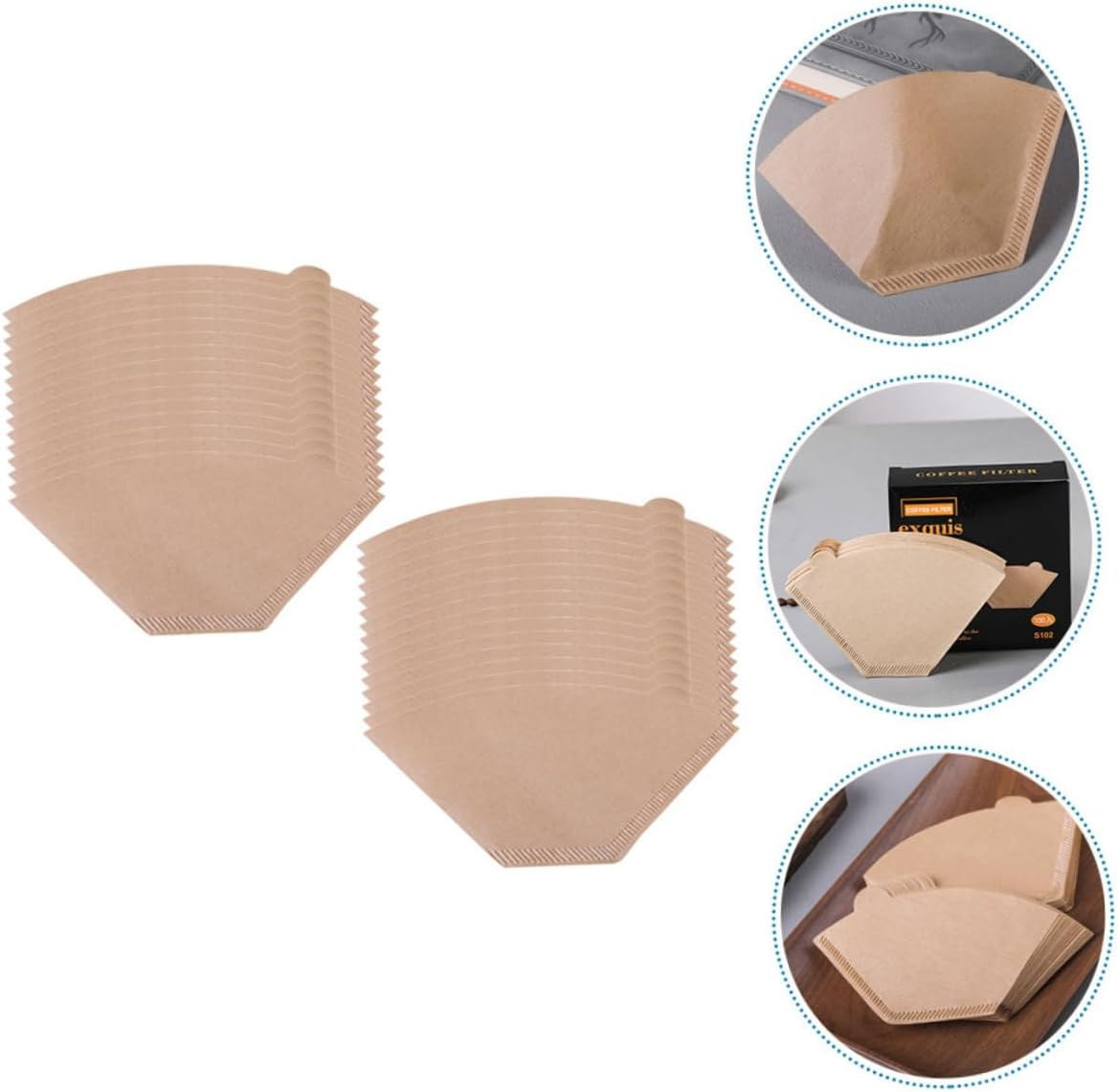 LIFKICH 100Pcs Unbleached Disposable Coffee Filter Cones Fine Filtration Paper for Espresso and Dripper Brewers Portable for Coffee Lovers and Tea Enthusiasts image number 2