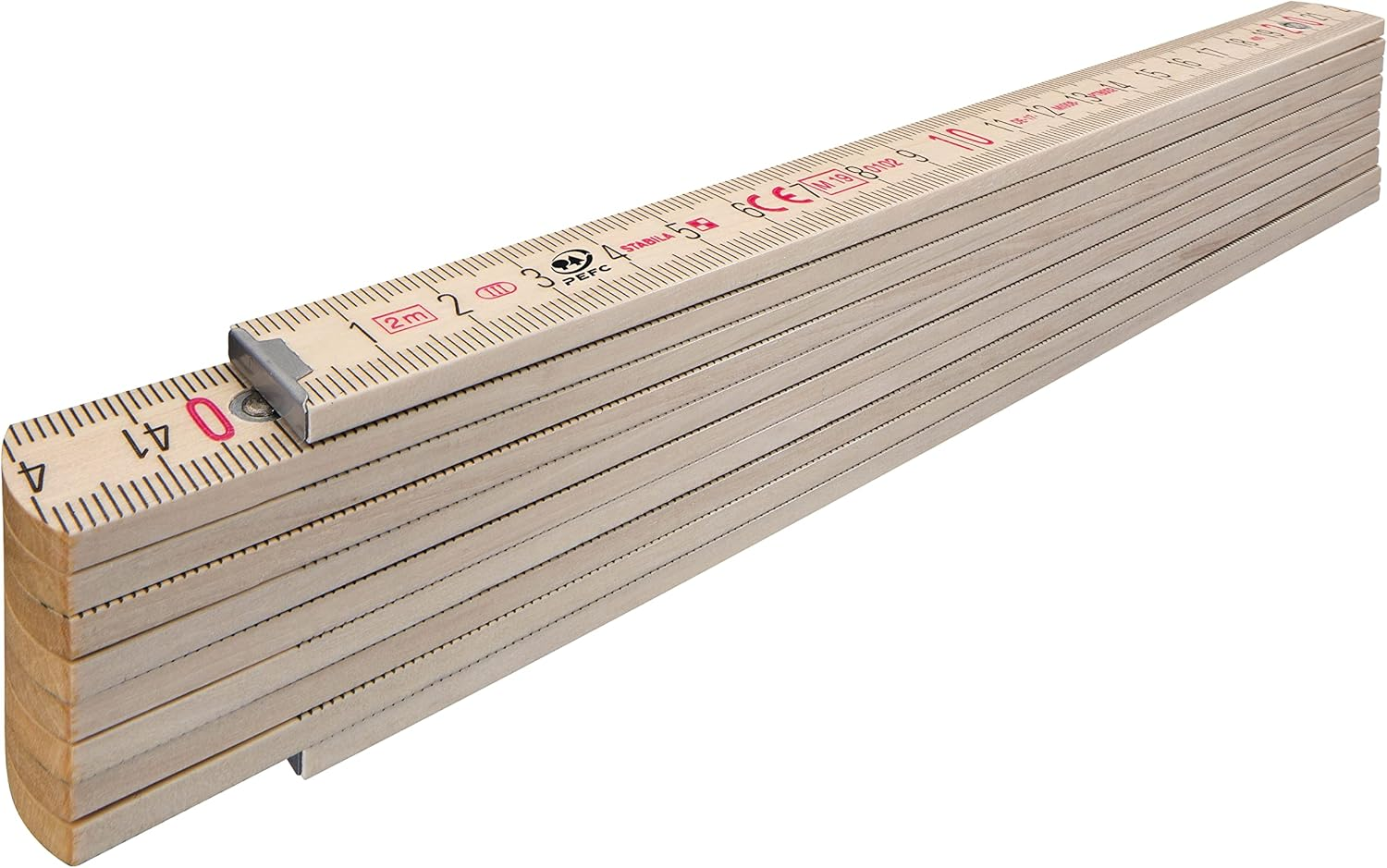 STABILA 14348 Wooden Folding Ruler Type 407 N 2 M Natural Metric Scale