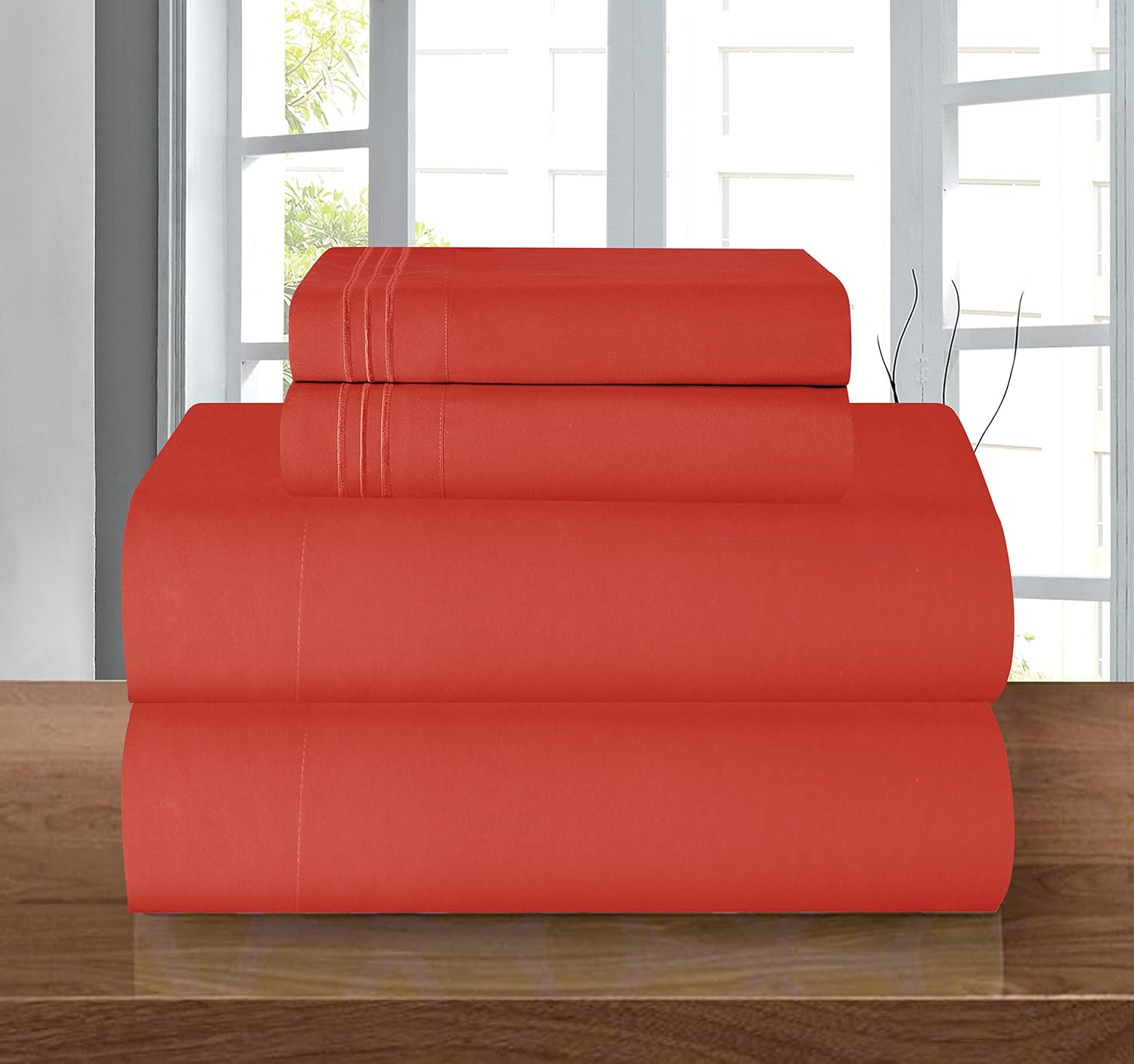 Elegant Comfort Luxury Soft 1500 Premier Egyptian 4-Piece Premium Hotel Quality Wrinkle Resistant Coziest Bedding Set, All around Elastic Fitted Sheet, Deep Pocket up to 16Inch, Queen, Rust image number 7