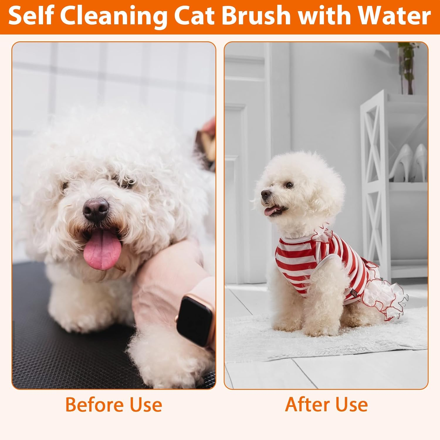Cat Brush with Steam Pet Spray Massage Comb Steam Brush Dog Steamy Brush Cat Pet Hair Brush Cat Massage Brush Cats and Dog Care to Eliminate Flying Hair Care Massage (Orange) image number 4
