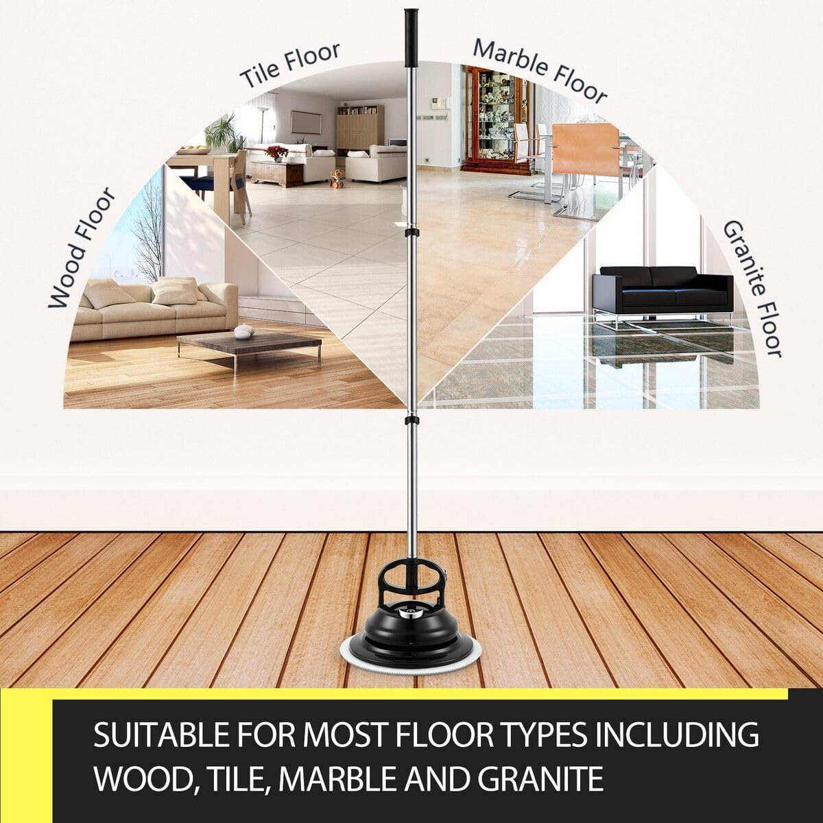 AUSWAY 4-In-1 Floor Spin Mop Cleaner Electric Cordless Spinning Scrubber Polisher Sweeper Waxer Washer Cleaning Machine Washing Pads for Hard Wood Tile Marble image number 5