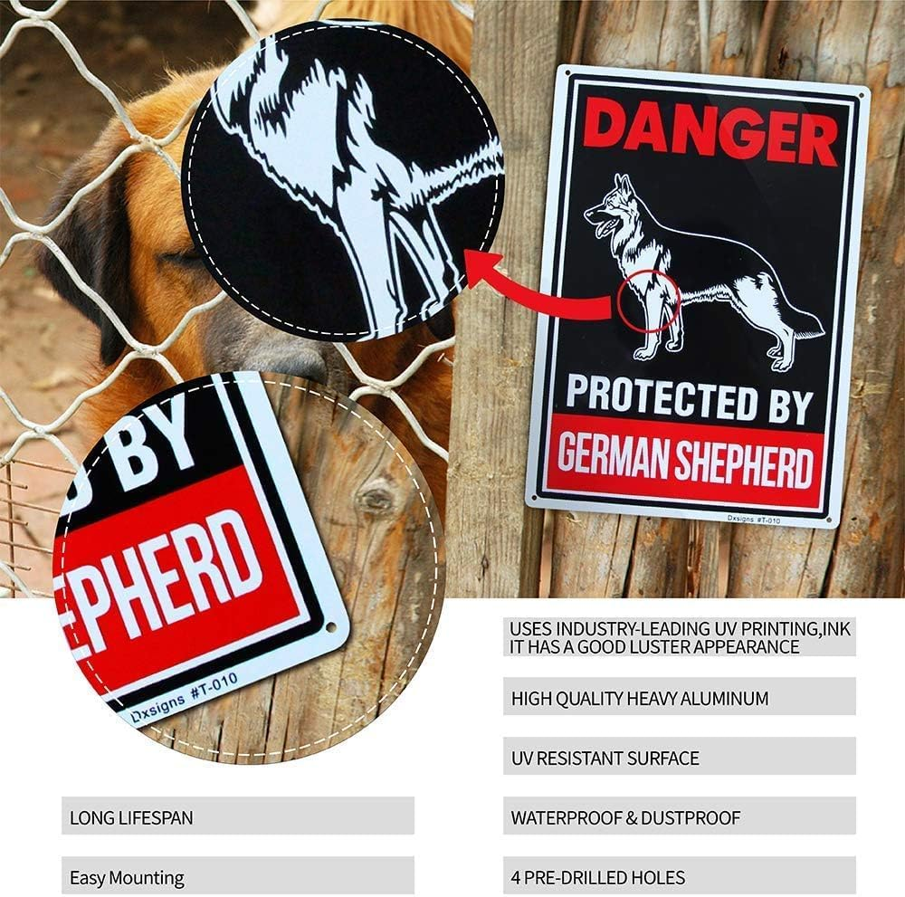 2 Pack Dog Warning Signs Beware of German Shepherd Sign, Large Beware of Dog Sign Reflective, 10X14 Inches Rust Free 30 Mil Thick Aluminum, UV Printed Weather Resistant Ink, Easy to Mount for Fence image number 3