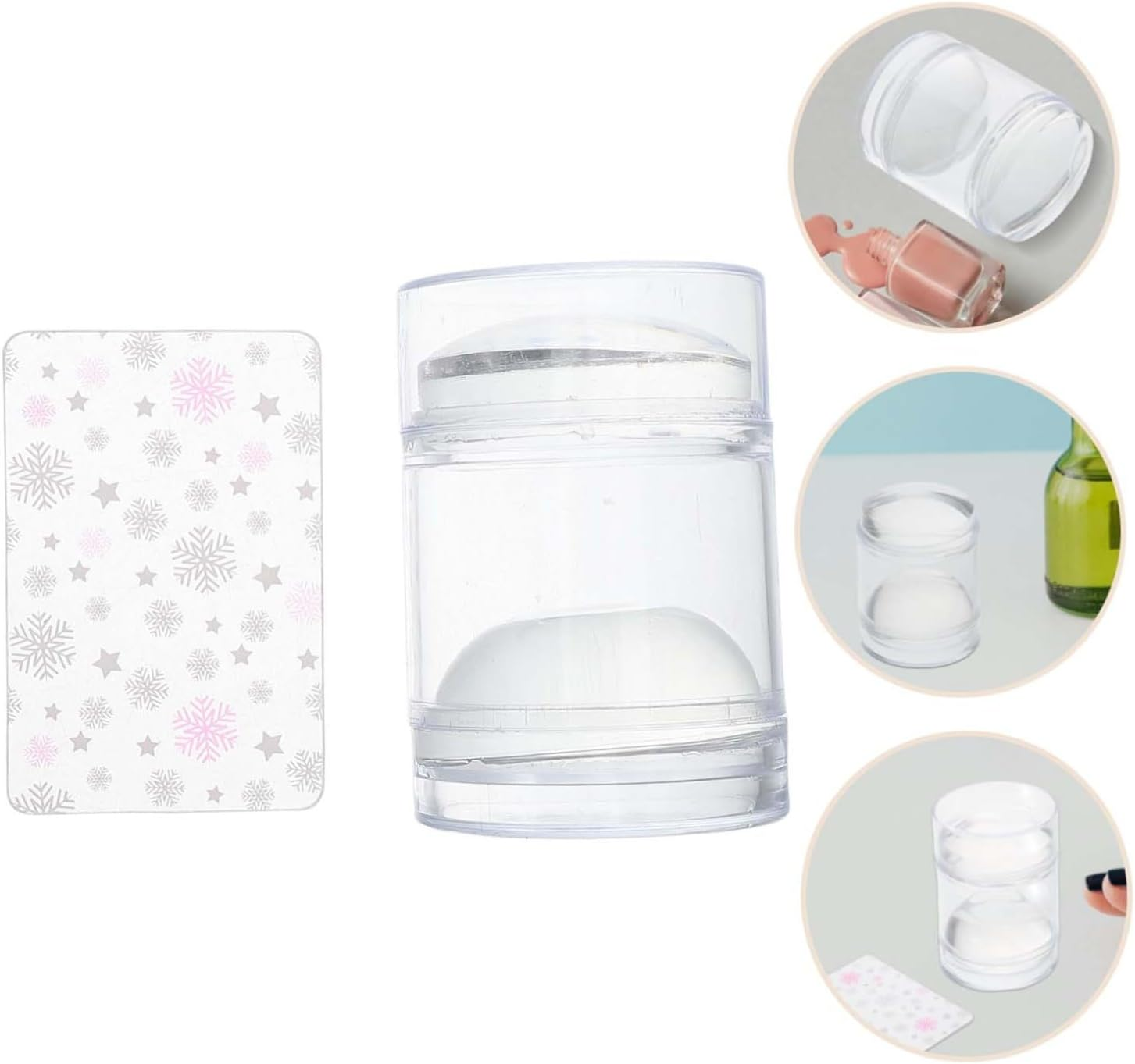 COMPUKAS Nail Stamper Set with Dual Head Design Transparent Silicone Manicure Template Plate for Creative Nail Art Durable Stamping Tools for Elegant Patterns and Versatile Styles image number 3