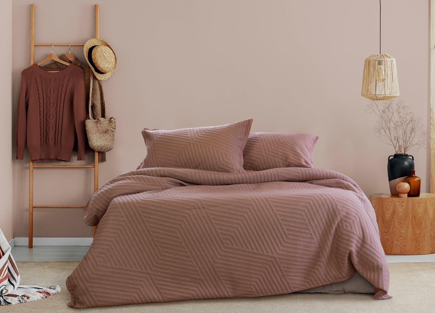 Ardor Boudoir Alton Jacquard Burlwood Quilt Cover Set, Burlwood, King