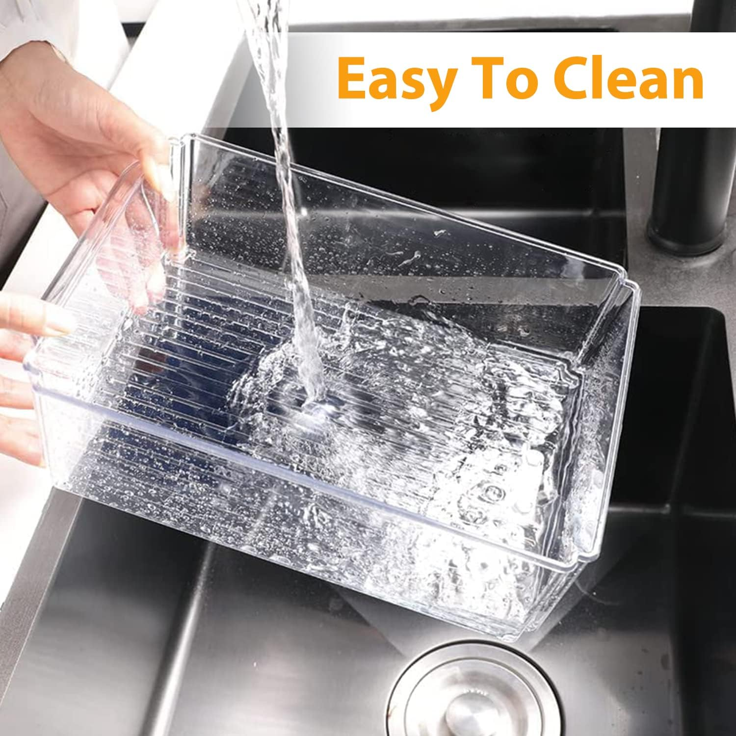 BY for Kitchen & Home 10 Pack Fridge Organizer Bins, Clear Stackable Refrigerator Storage with Lids and Removable Drain Tray, Pantry Storage Containers for Fruit, Food, Vegetable, Bpa-Free image number 6