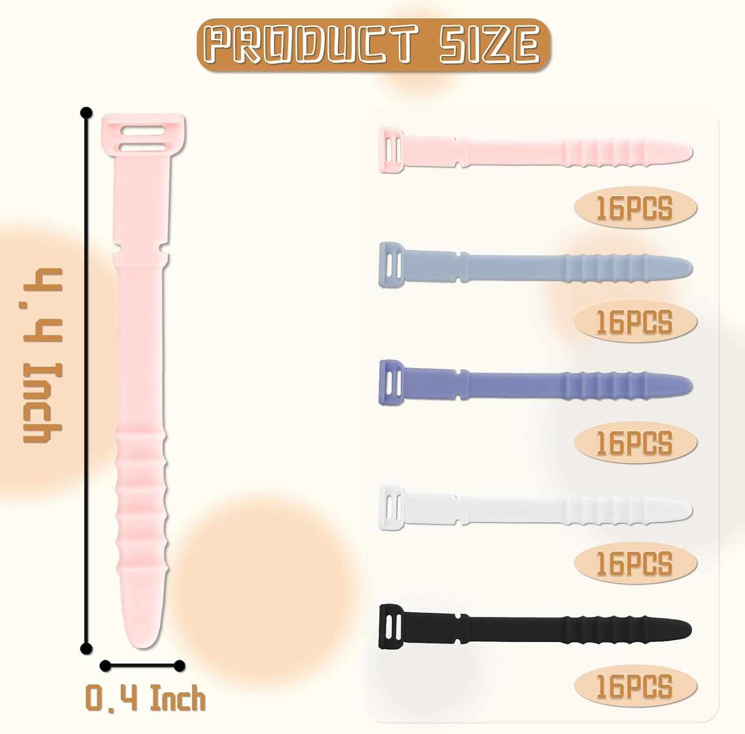 80 Pcs Silicone Zip Ties Colorful Cable Ties Reusable, Cable Organizer, Desk Organizers and Accessories for Bathroom Home Office Desk Area (Silicone) image number 5