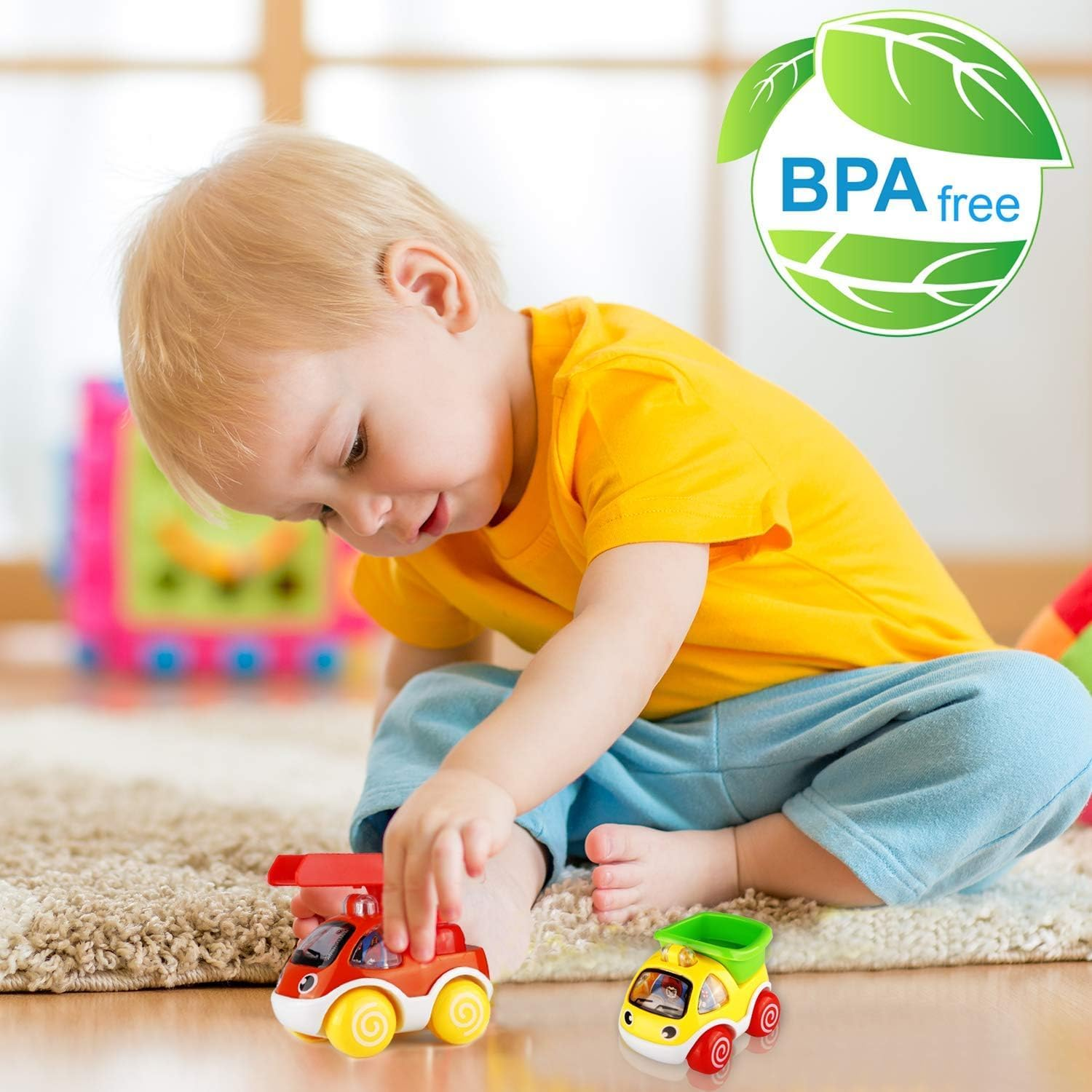 Pull Back Cars, Toy Cars for Toddlers, Push and Go Vehicles Toys Friction Powered Car Toys Christmas Birthday Present for Kids, Boys and Girls (6 Pcs) image number 2