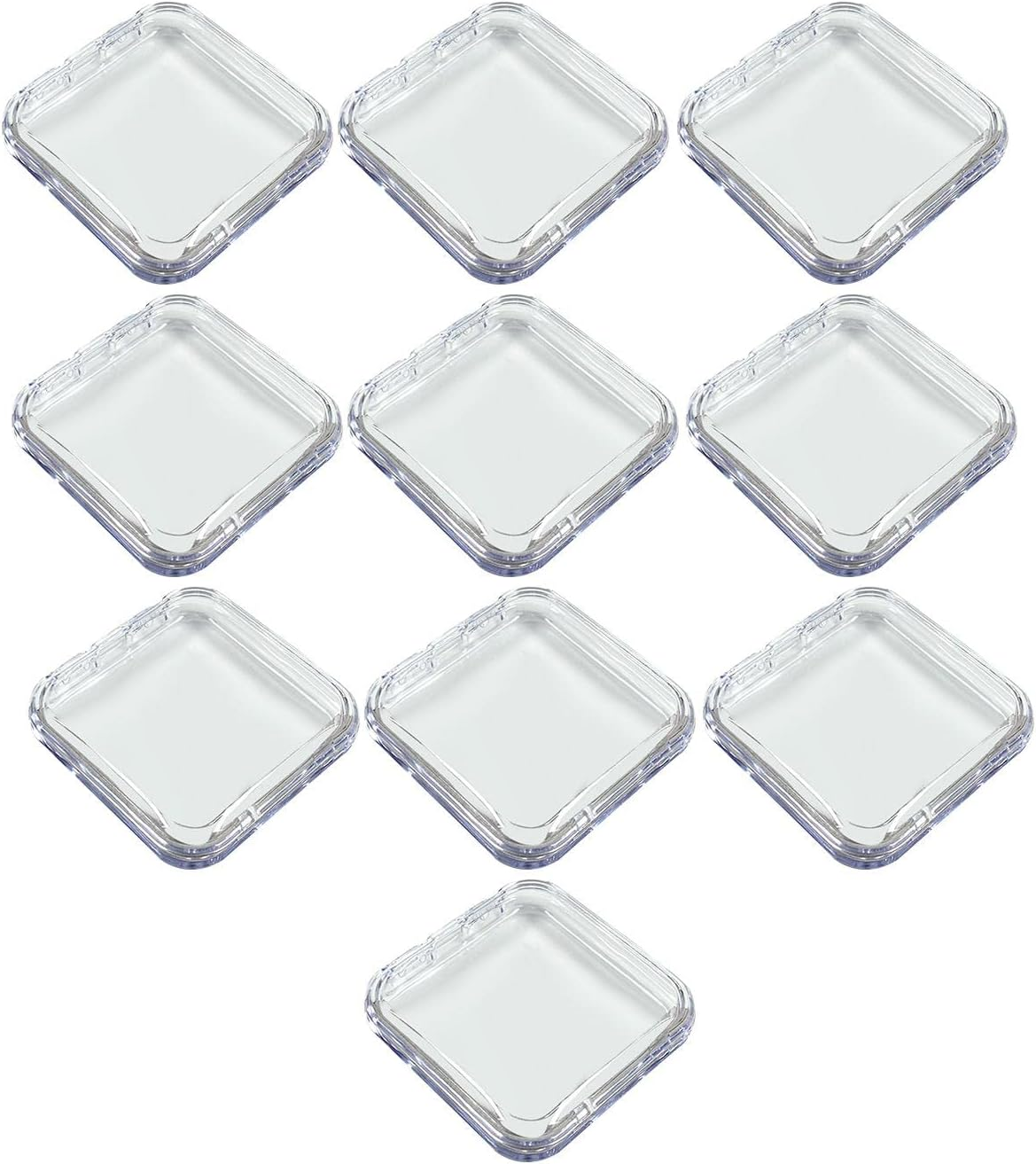 Koolsoo 10X Press on Nail Storage Box Artificial Nail Display Organizer Square Compact Empty Mini False Nail Packaging Box for Nail Salon Home Use, Clear