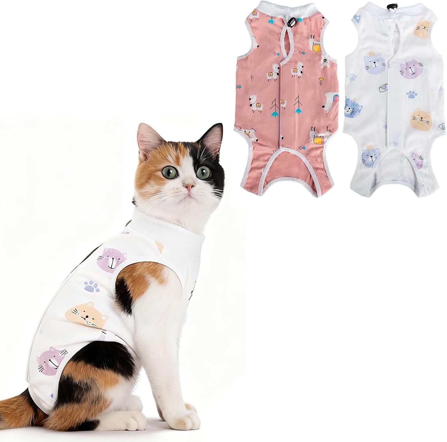 MUU Cat Recovery Suit, 2 Pack, Alternative to Surgical Shirt Collar, Breathable Onesie for Female Cats after Castu Surgery, Recovery Suit, Female Abdominal Wounds, Size M (2-4 image number 3