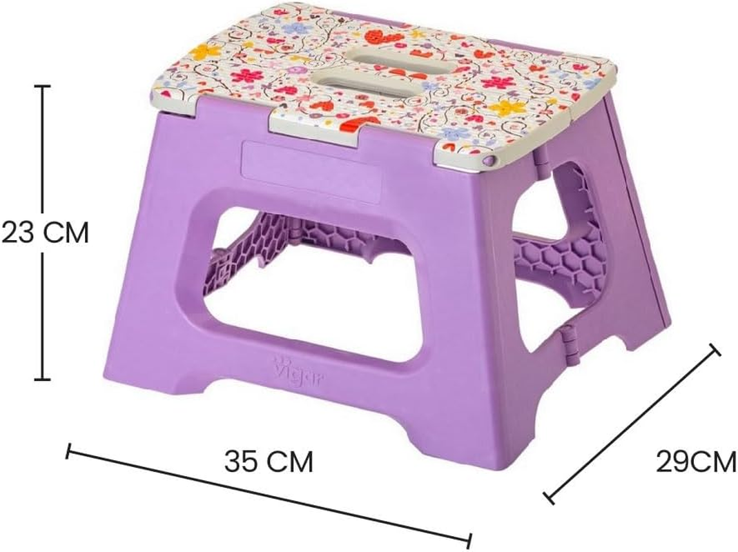 Vigar Kids Foldable 23Cm Stool, Love &ndash; Certified 150Kg Capacity, Non-Slip Feet, Compact & Portable, 9" Boost for Safe, Independent Reach, Easy-Clean Design, Fun Colour image number 1