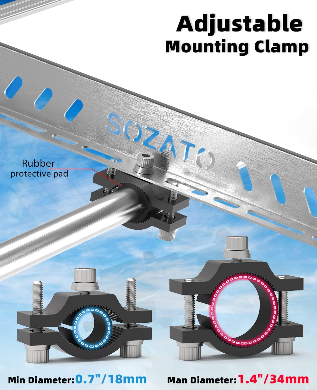 Starlink Mini Mount Multiple Installation Options, Car Roof Mounting Kit with Shock-Absorbing Foam Adjustable Pipe Clamp Roof Rack Mount Fit Car, Rvs, Boat, Yachts, Trucks, Starlink Mini Accessories image number 3