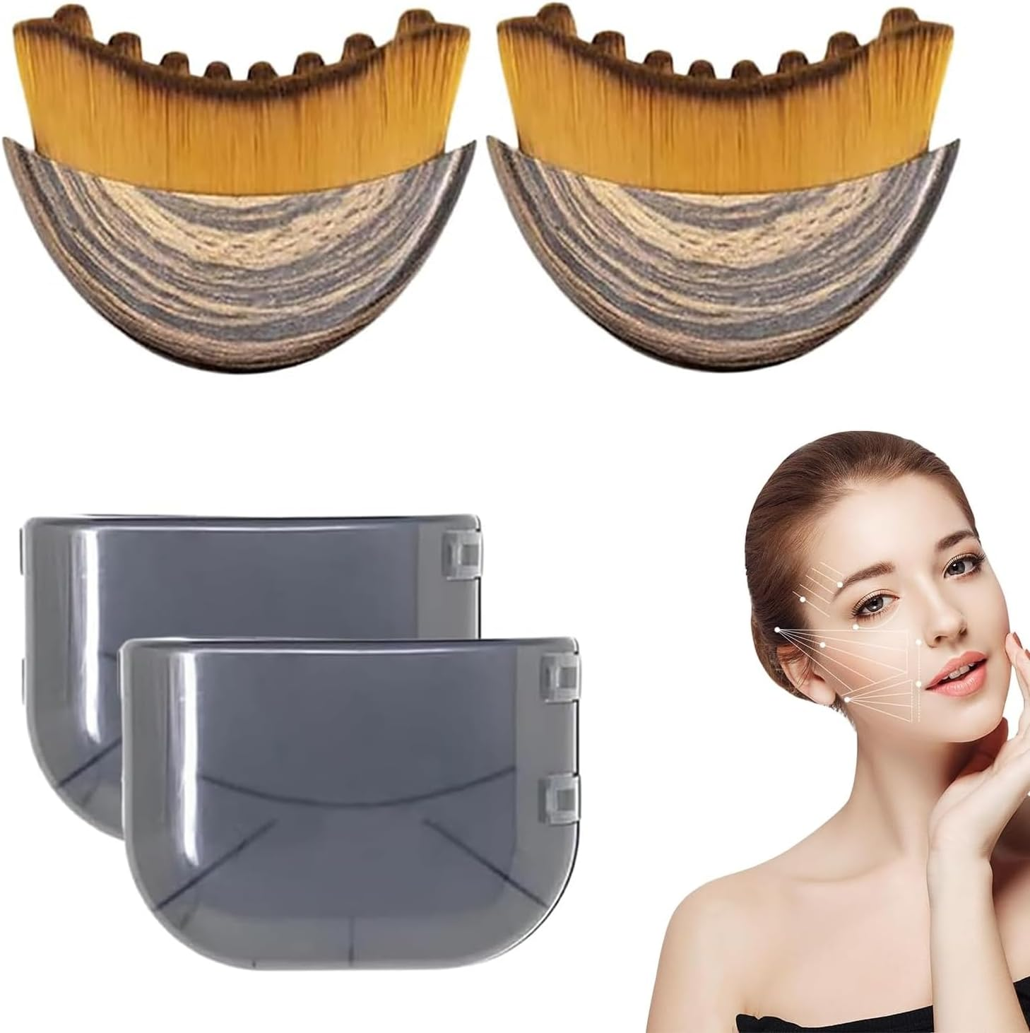 Weidllys New Lymphatic Contour Face Brush, Dry Brushing Face Brush, Lymphatic Drainage Massager for Face, Chin & Jawline Sculpting, Ergonomically Designed to Fit the Skin and Relieve Fatigue (2PCS) image number 5