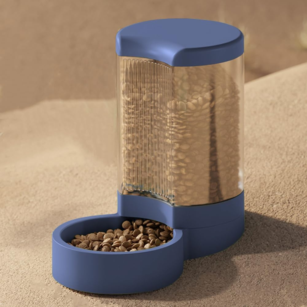 4L Pet Water Dispenser and 2.2KG Food Feeder - Large Capacity Automatic Gravity Feeder for Cats and Dogs - Transparent Slow Drinking Unplugged (White)