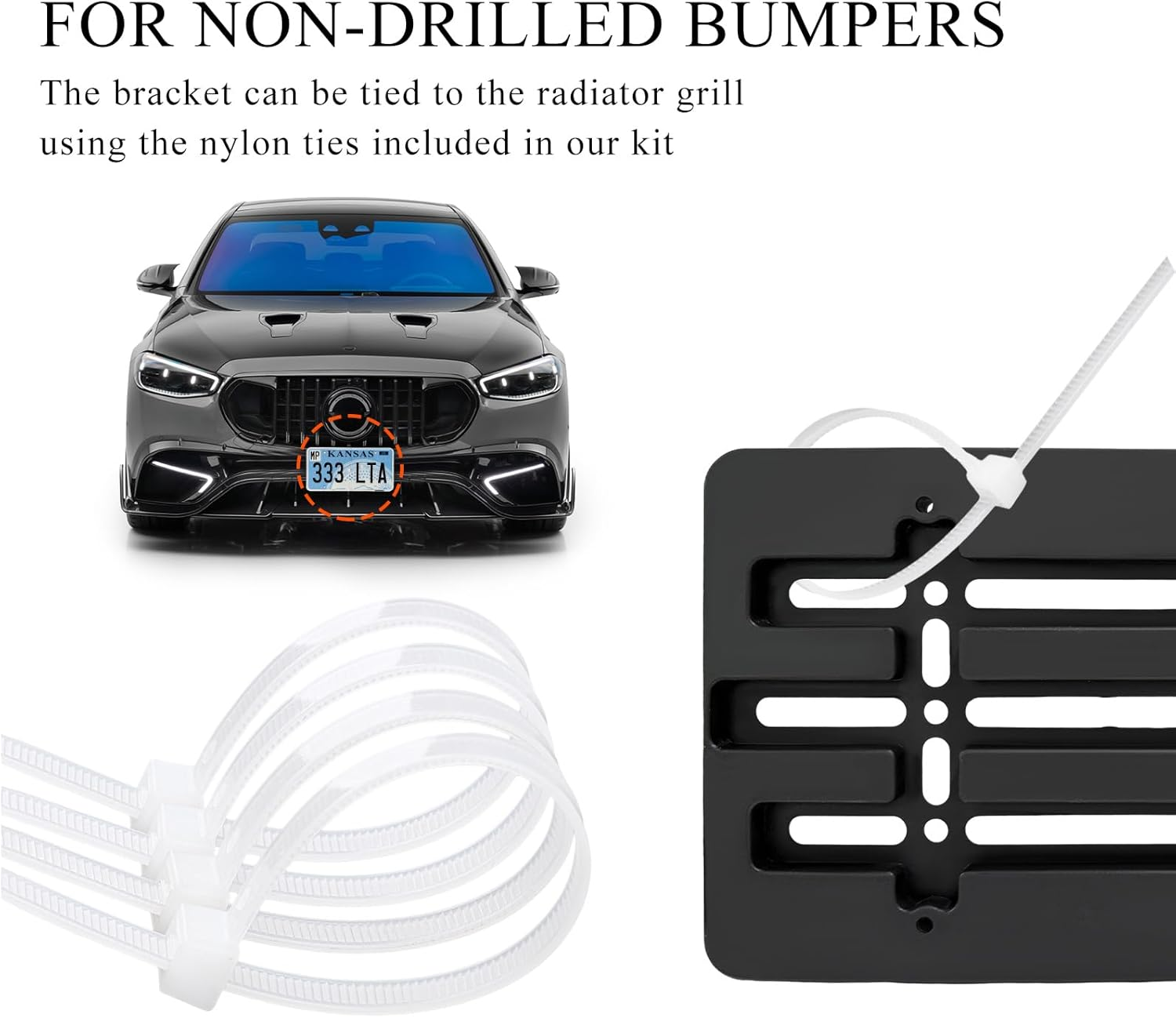 DXNQ License Plate Frame Bracket Holder, Car License Plate Bracket Mounting Kit with Screws, Universal Front & Rear Bumper License Plate Holder Mount Adapter, Car Accessories