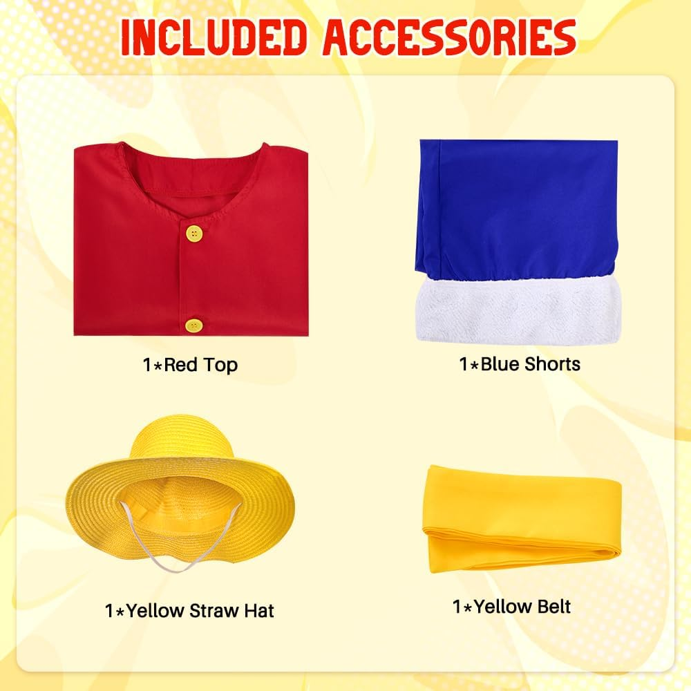 Slowton Luffy Costume Halloween Anime Costumes for Kids image number 5