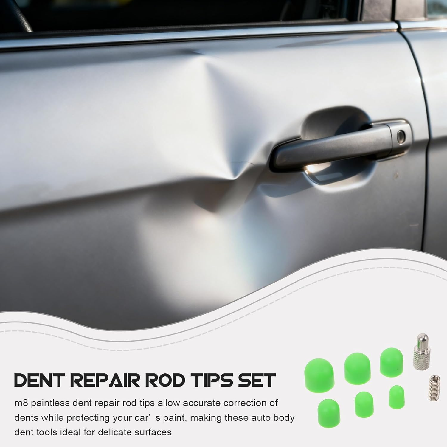 Happyyami 6Pcs Car Dent Tap down Pen Tips Auto Body Dent Removal Rod Kit DIY Paintless Repair Tools Portable Automotive Accessories Kit image number 6