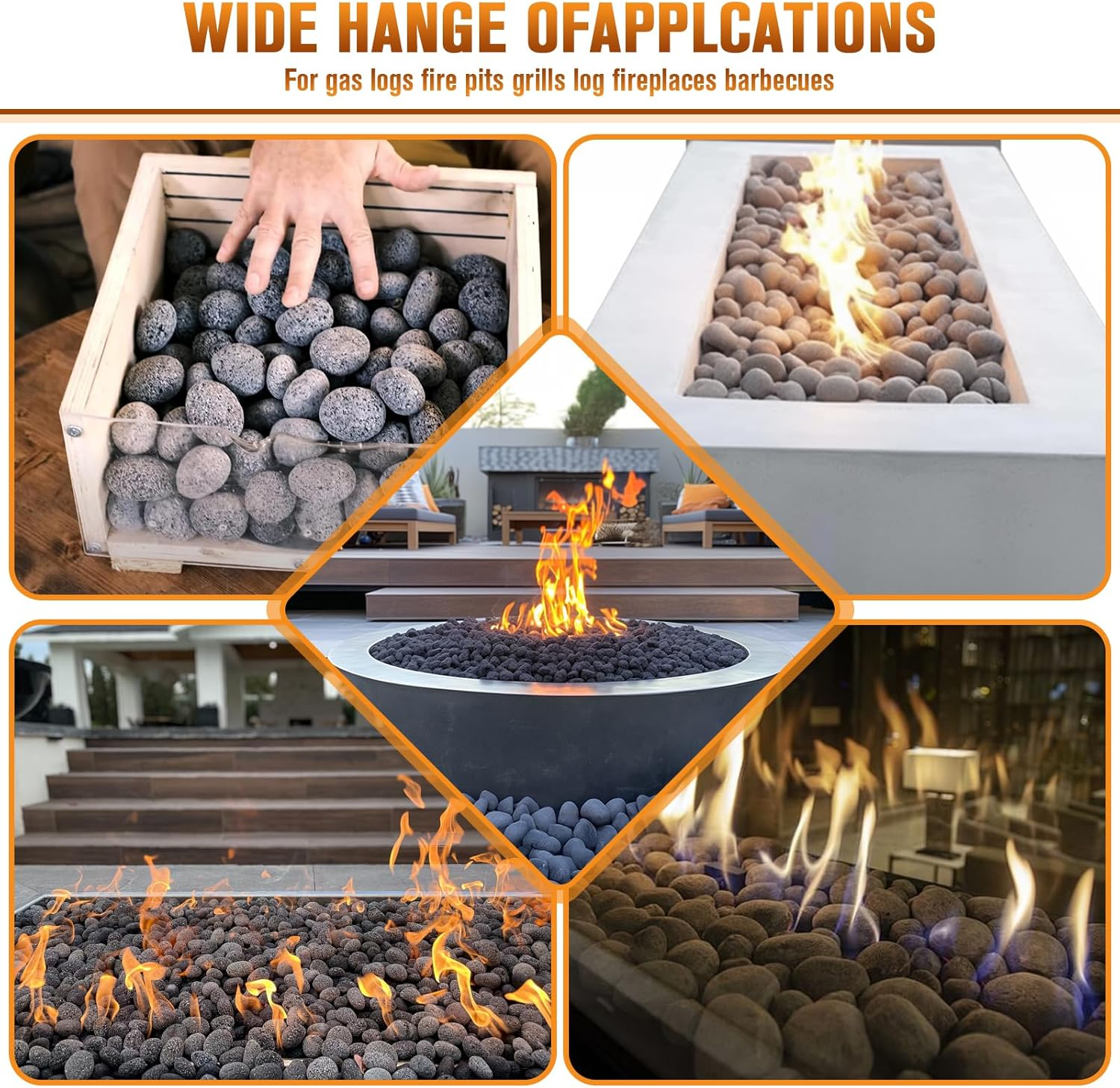 10-Pound Lava Rocks for Fire Pit,2"-3" Natural Lava Stones, Black Lava Rocks for Fire Pit and Fireplace image number 4