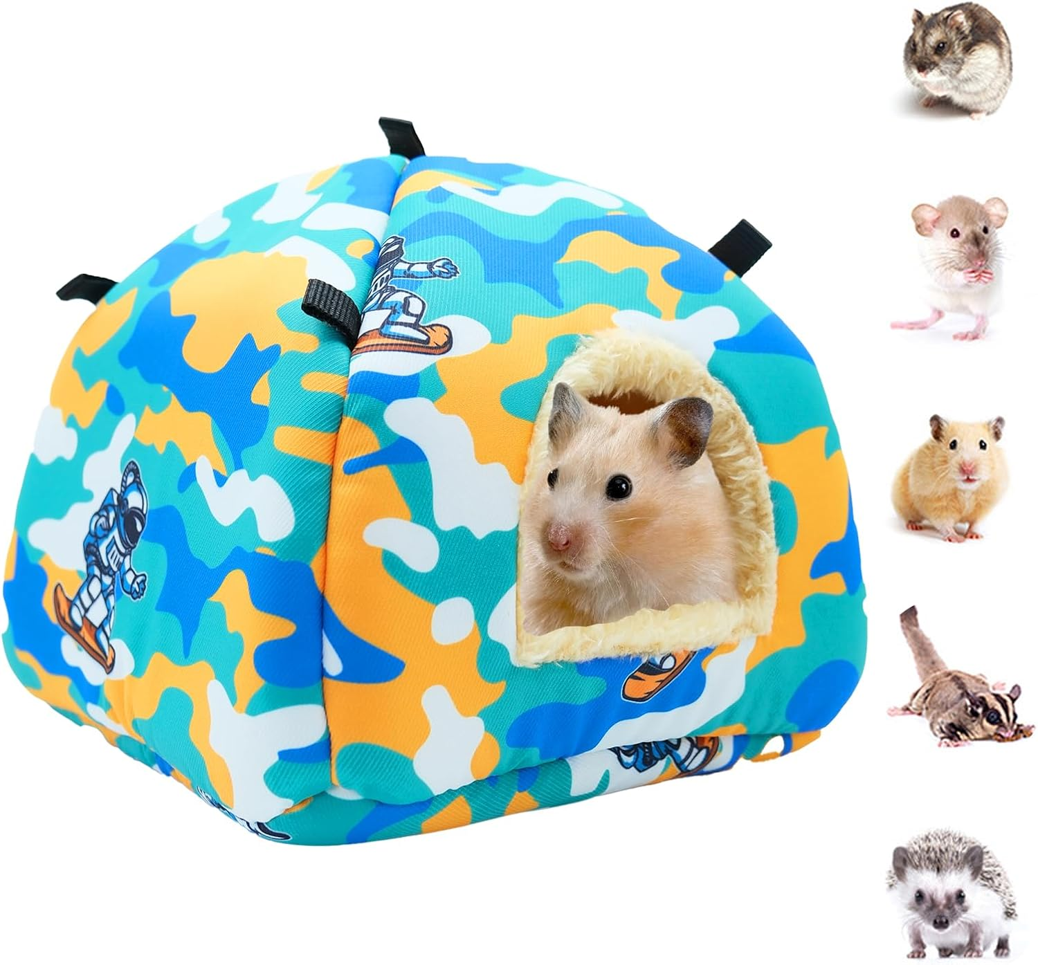 SUSOO Plush Warm Hamster Hideout for Small Animal Bedding Cage Accessories,Breathable Guinea Pig Bed House Hideout for Dwarf Rabbits,Chinchillas,Hamsters,Hedgehogs,Squirrel and Rats（Astronaut/S/Size image number 4