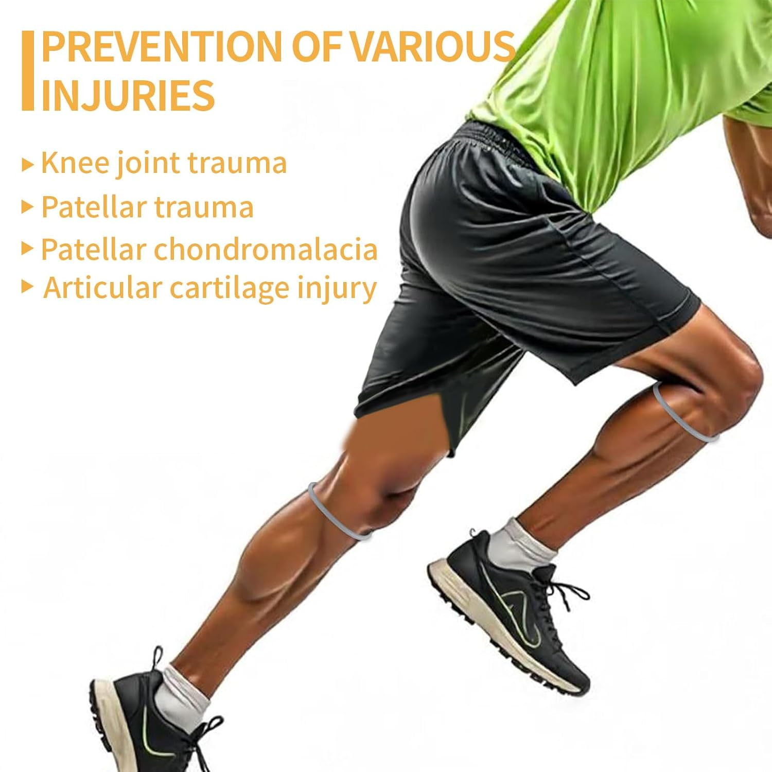 4 Pack Patella Knee Straps for Pain Relief Patella Fine Bands for Knee Pain Relief, Elastic Patellar Knee Brace Strap Fixed Knee Stabilizer Rings for Basketball Running Soccer Hiking Jumpers (Orange & Grey) image number 5