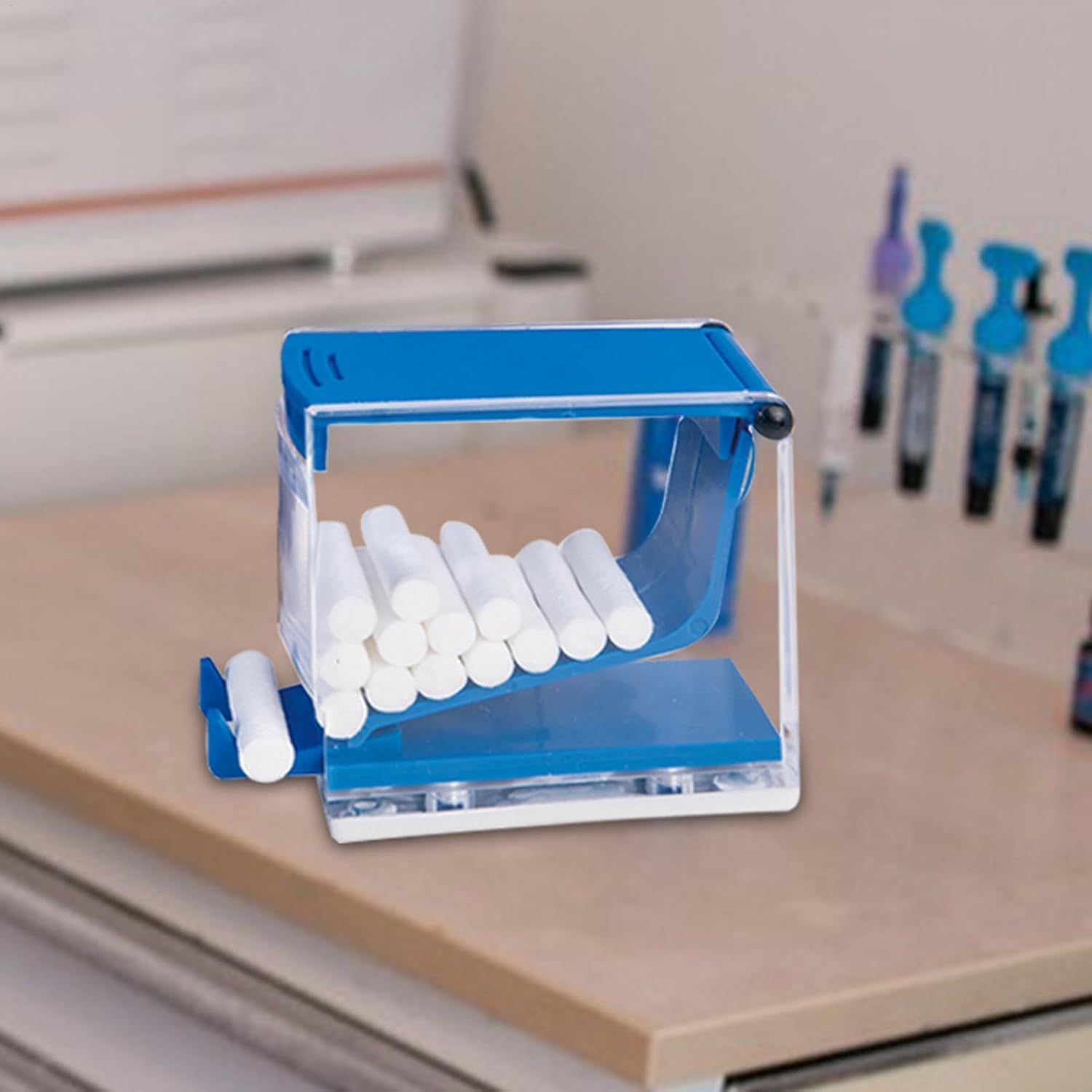 Hygienic Cotton Roll Divider | Transparent Press Type Cotton Roll Holder | Dentist Clinic Container, Pre-Roll Cone Holder Case for Professional Clinic, Dentistry image number 1