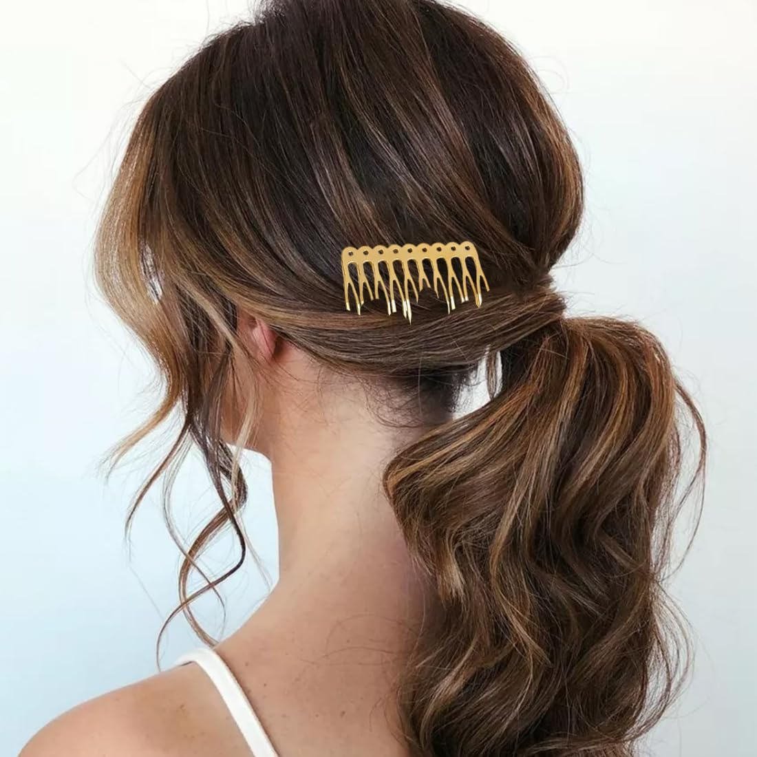 16 Pieces Metal Side Combs with 10 Teeth Veil Combs Hair Side Combs for Women French Hair with Teeth for Hair Accessories with Silver and Gold Chignon Clip image number 5