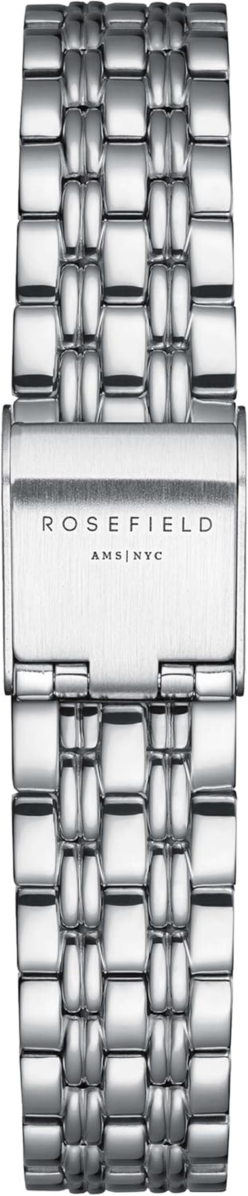 Rosefield Women'S Octagon XS White Sunray Dial Steel Silver-Tone Case and Bracelet OWGSS-O63 Dress Watch, White/Silver, 19.5X24Mm