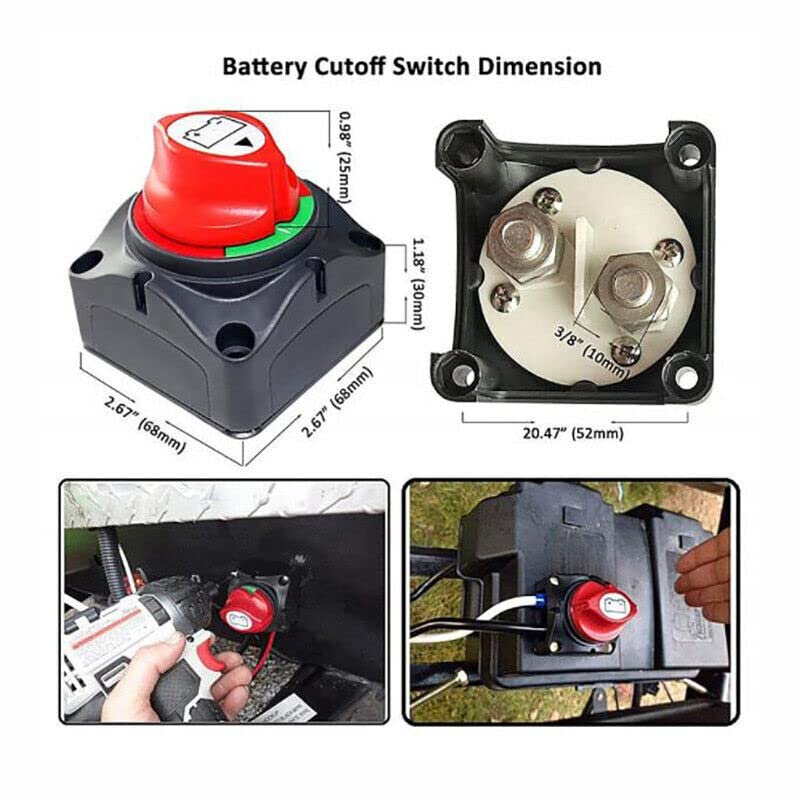 AIMALL 12V/24V/48V 300A Battery Master Disconnect Switch, Marine Boat Caravan Isolator, Heavy-Duty On/Off Switch with ABS Corrosion-Resistant Housing, 2.67 X 2.67 Inches image number 6