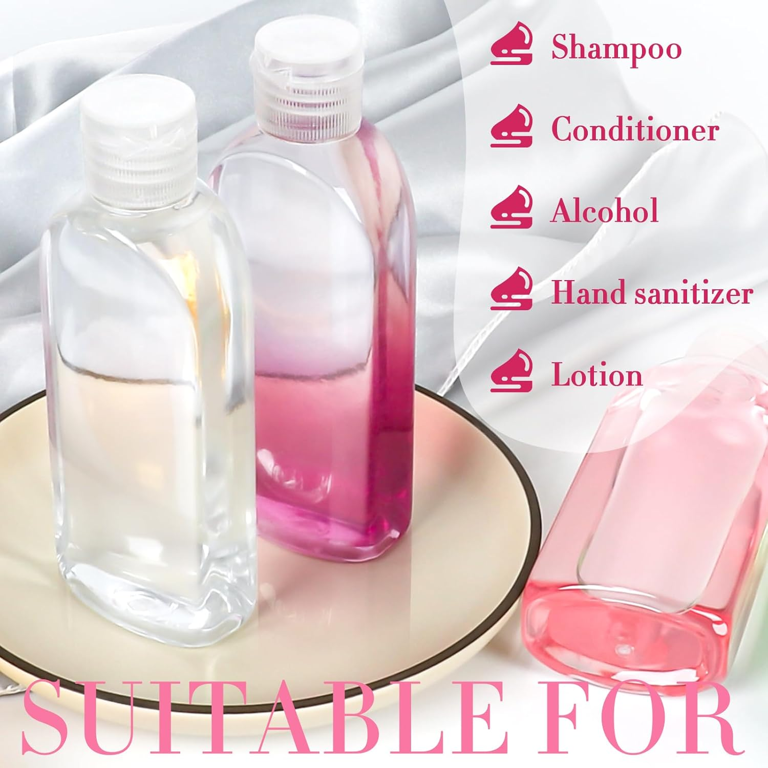 5 Pack 3.4 Oz Clear Travel Bottles Kit - TSA Approved, Leak Proof, Reusable - Perfect for Toiletries, Travel, Business Trips, Fitness Centers, Beaches, Camping - 100Ml PET Bottles image number 1