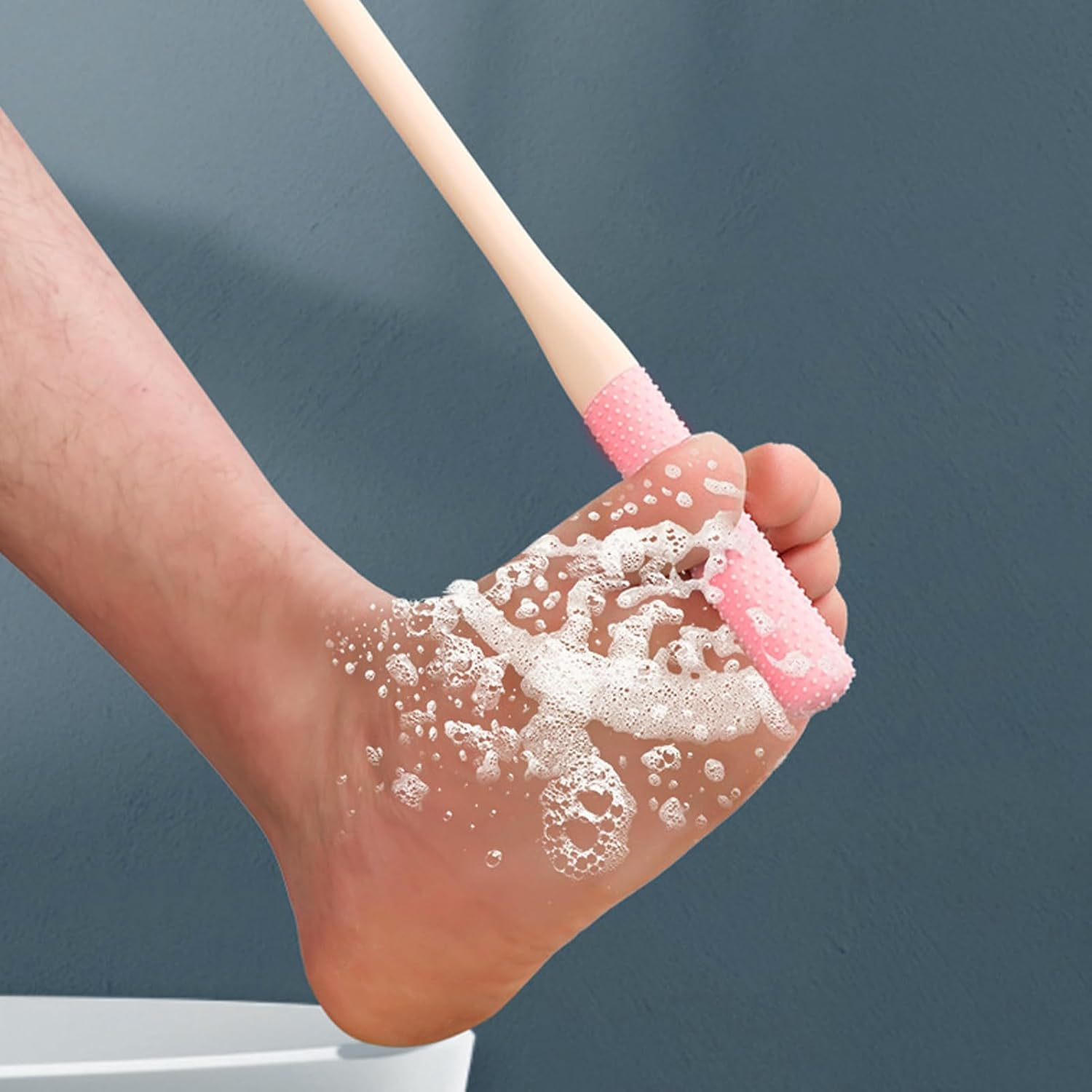 Toe Scrubber Brush | Nail Brush for Cleaning Fingernails | Foot Scrubber in Shower, Silicone Bristles Foot, Deep Cleaning Extended Handle for Elderly Seniors image number 3