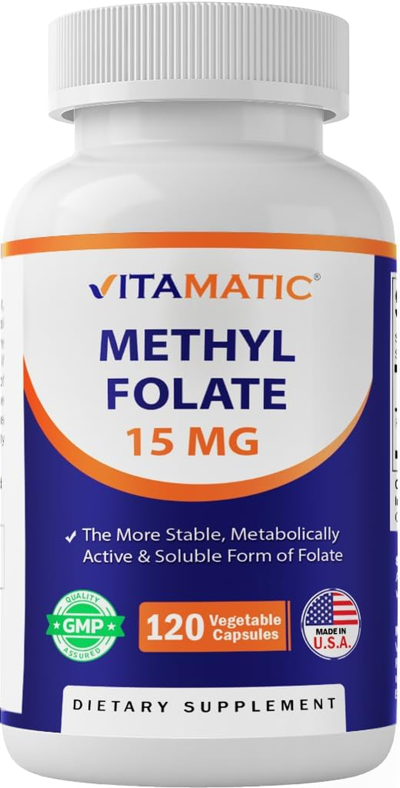 Vitamatic L Methylfolate 15Mg - 120 Vegetable Capsules - Optimized and Activated High Potency - Metabolically Active Folate image number 2
