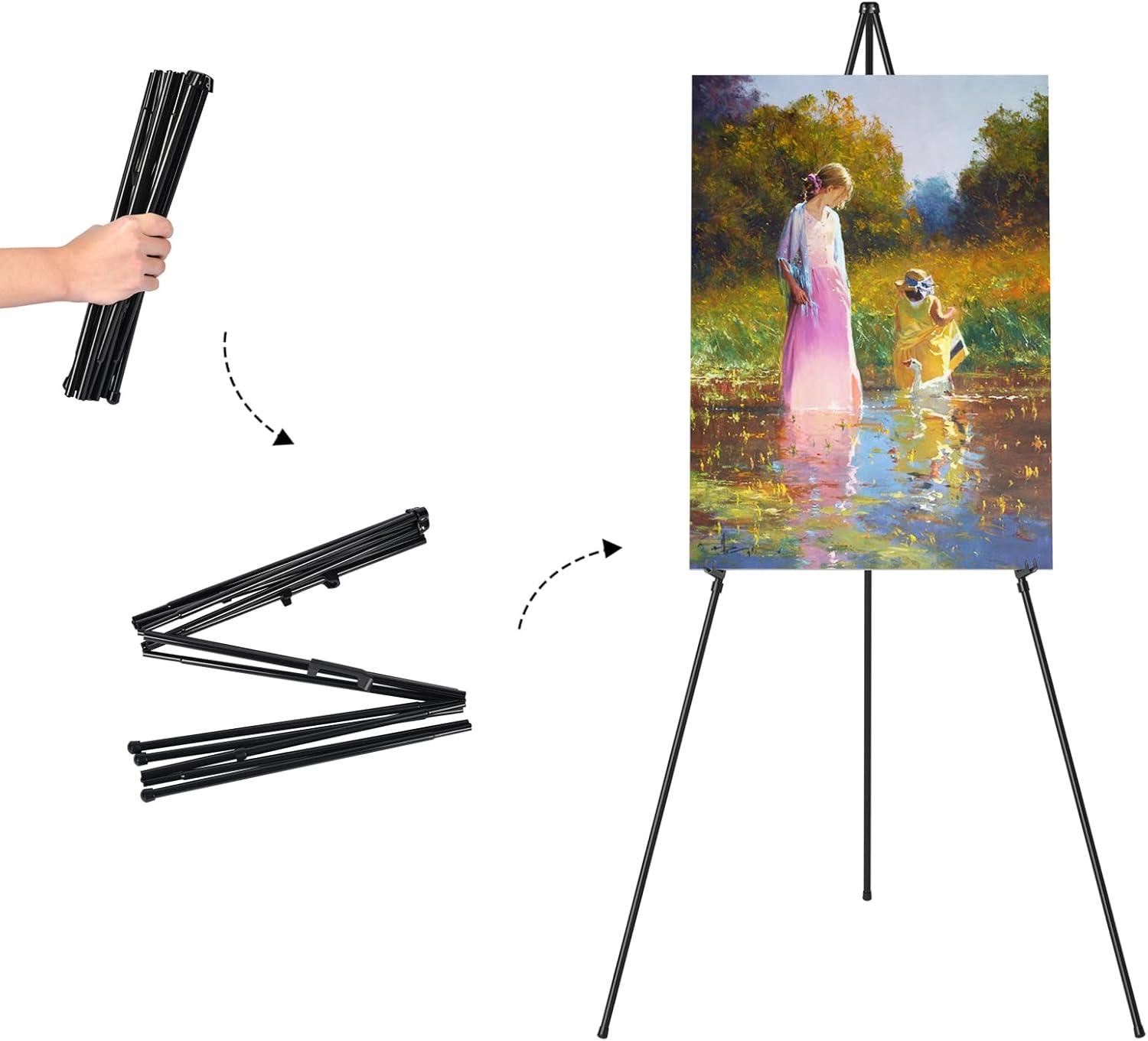 Easel Stand for Display, Aredy 63" Portable Painting Easel, Lightweight Metal Easels for Painting Canvas, Wedding Sign (2 Pack) image number 5