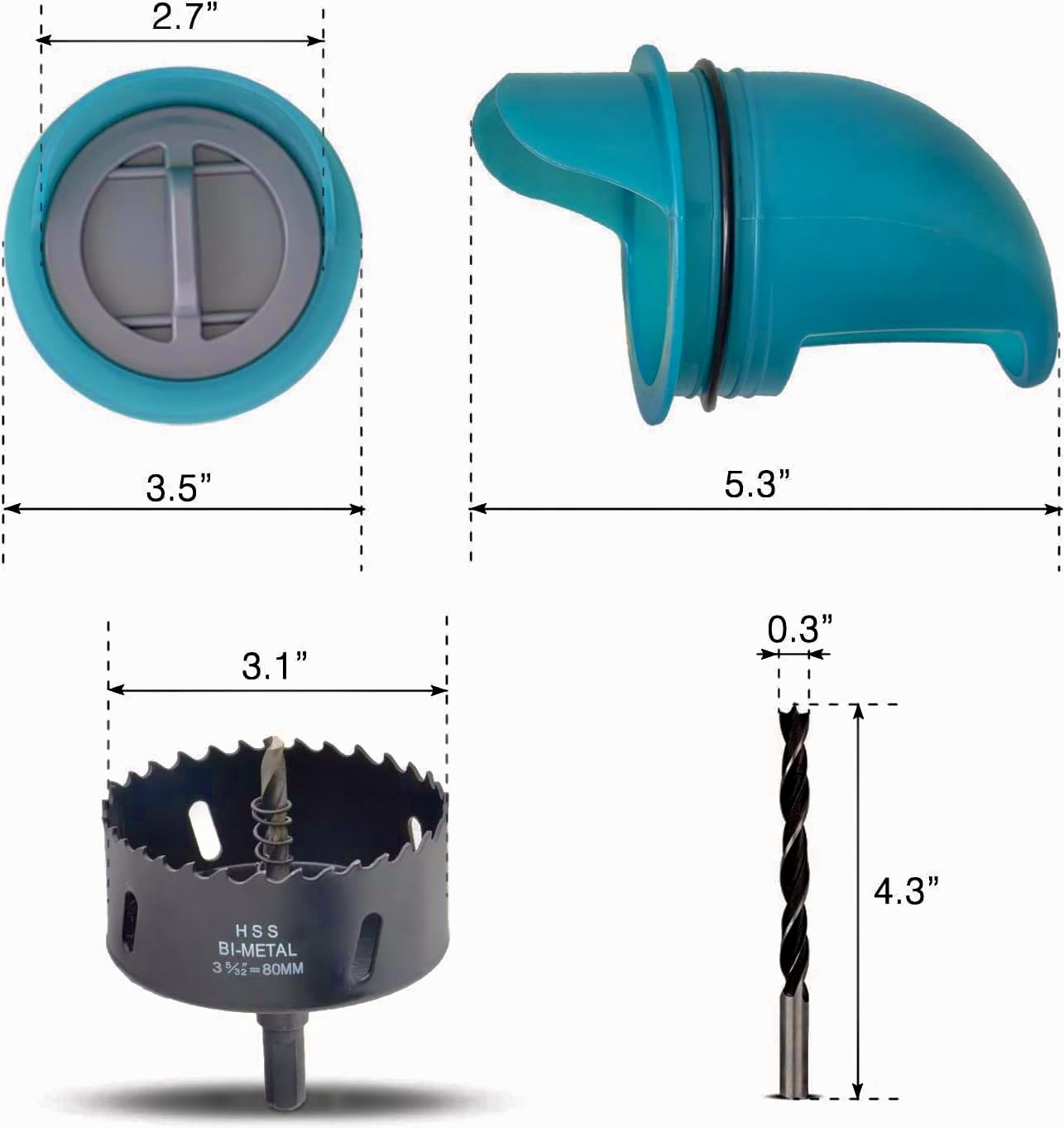 Chicken Feeders No Waste 4 Ports + Holesaw, Automatic Chicken Feeder, Rain Proof Poultry Feeder for Chickens, Duck, Geese, Birds, Quail - 4 Feeders + Hole Saw image number 6