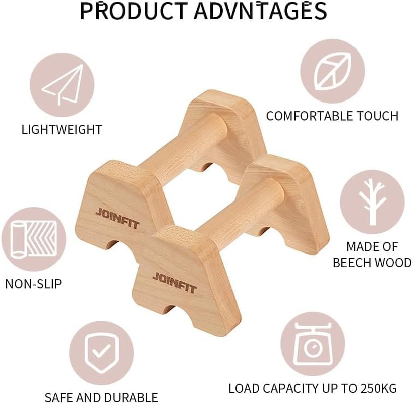 HCE Wooden Parallettes,Push up Bars, Handstand Push up Stands for Men and Women, for Fitness Calisthenics Equipment,Strength Training, Aerobics, Home Gym Exercise Workout image number 4