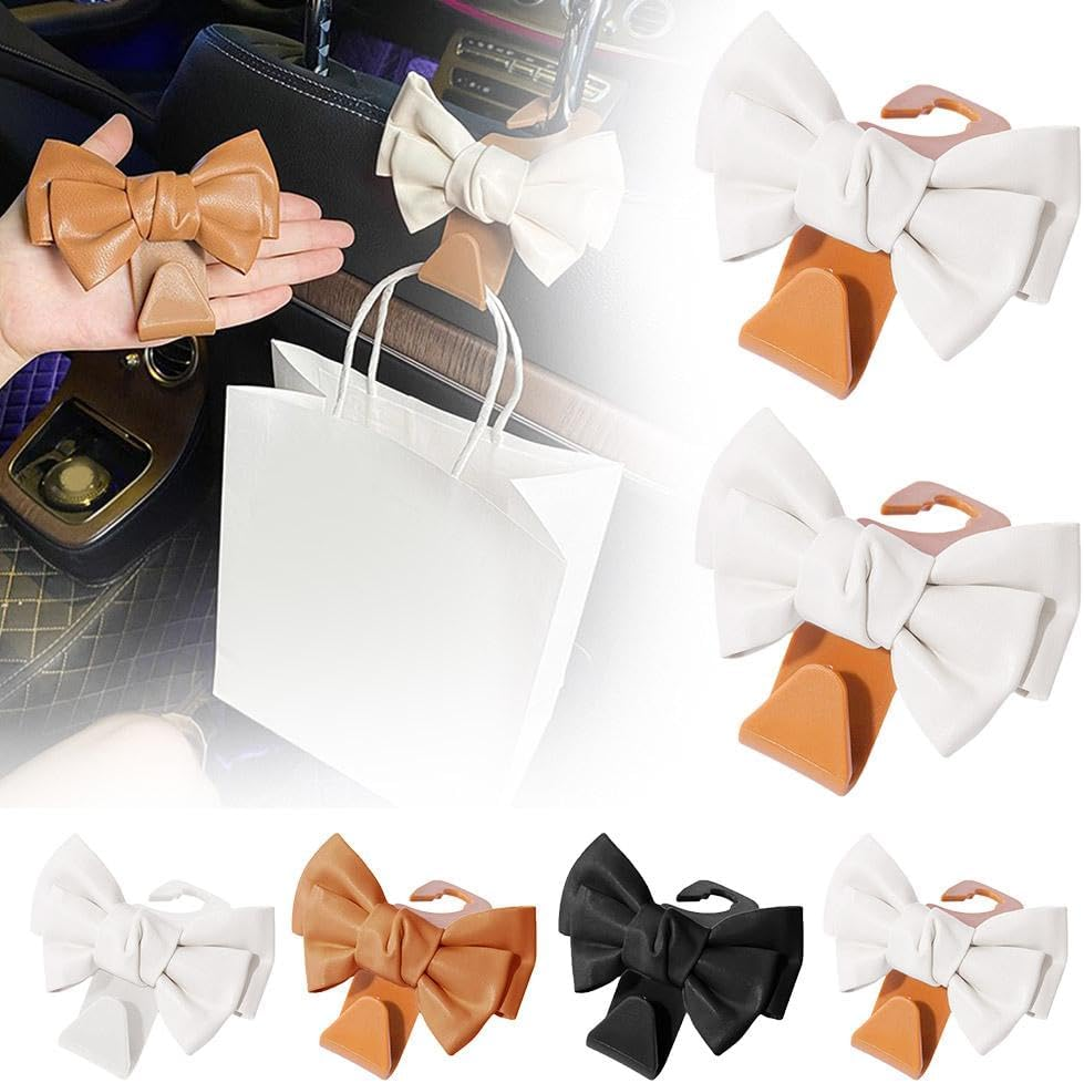Car Hooks for Purses and Bags,Cute Bow Car Seat Headrest Hooks,Purse Holder for Car,Car Purse Hook Hanger,Cute Bow Car Accessories(Black) image number 3