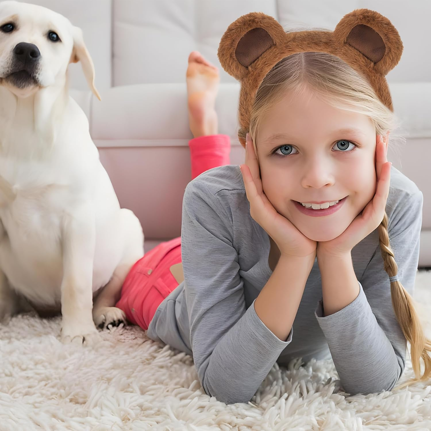 Fluffy Brown Bear Ears Headband for Adults- Perfect for Halloween Costume, Cosplay, Parties & Daily Wear