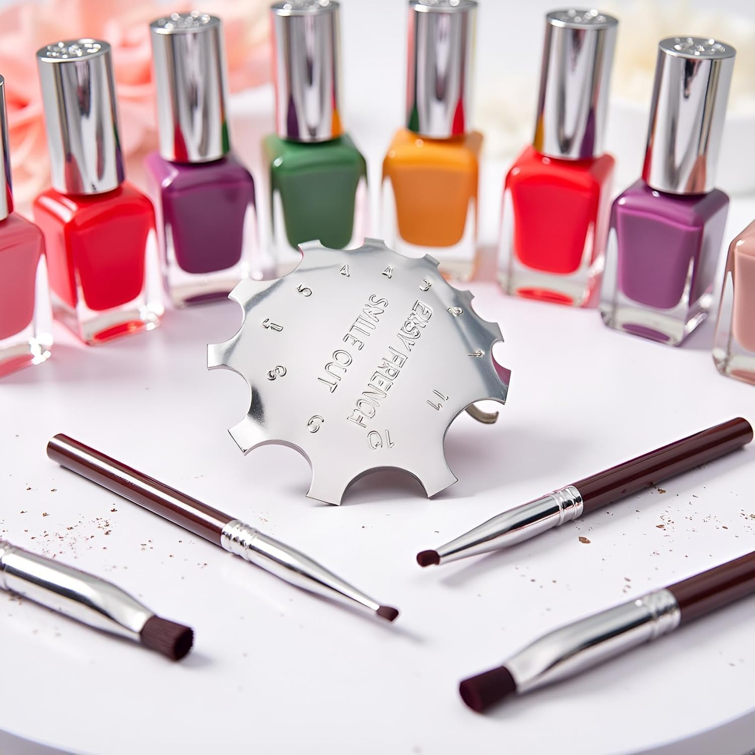 Silver Nail Manicure Edge Trimmer French Tip Tool, Nail Art Trimmer Template French Manicure Accessories Kit Nail Art Dip Manicure