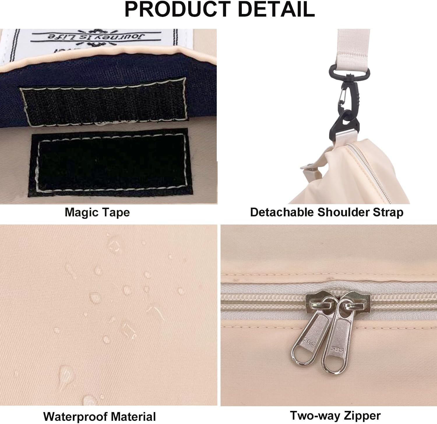 Travel Duffle Bag, Waterproof Sport Tote Gym Bag for Women Men, Overnight Weekender Carry on Bag with Wet Pocket, Beige, Fashion - Coral Red image number 3